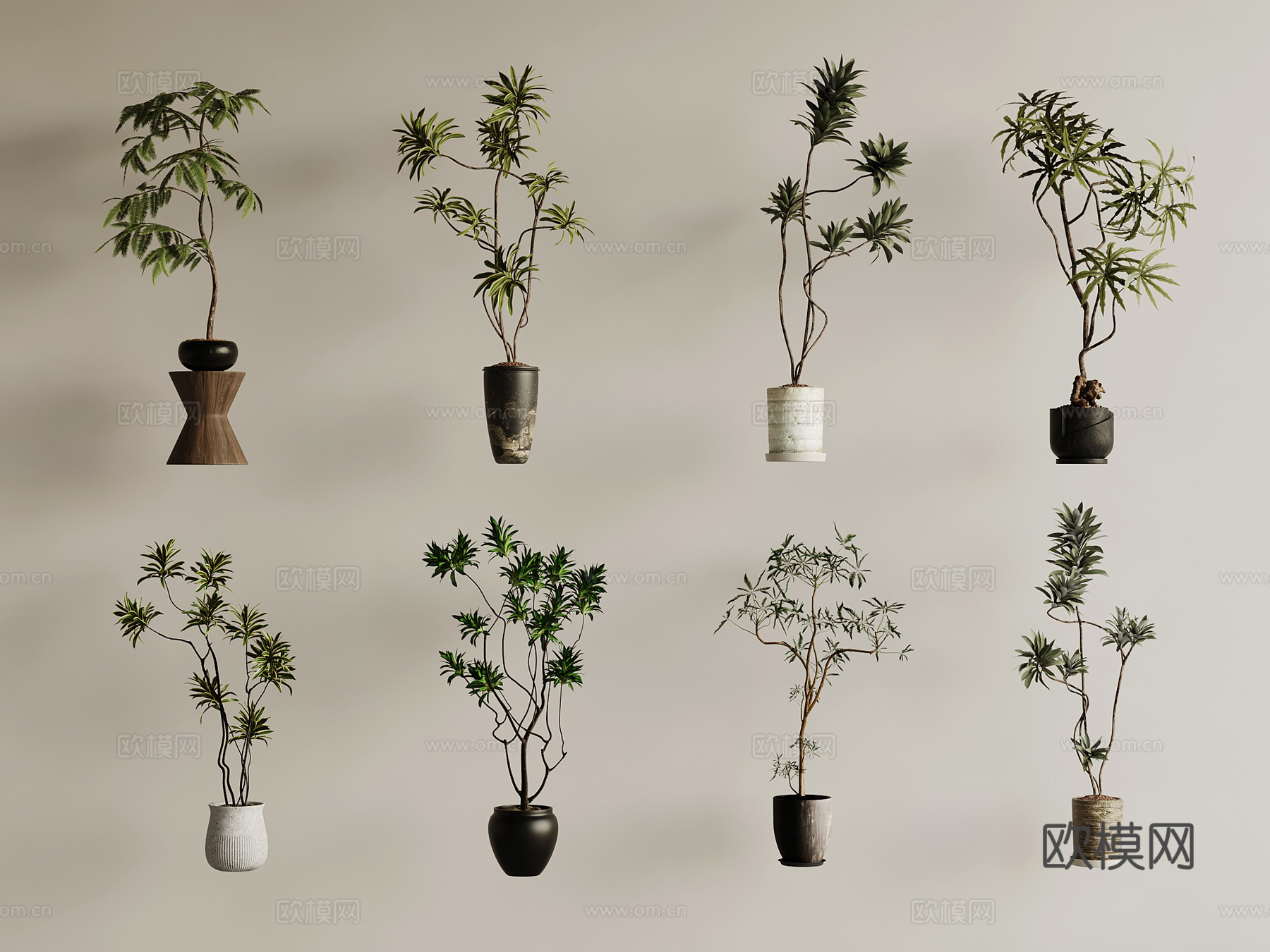 中古风绿植盆栽su模型