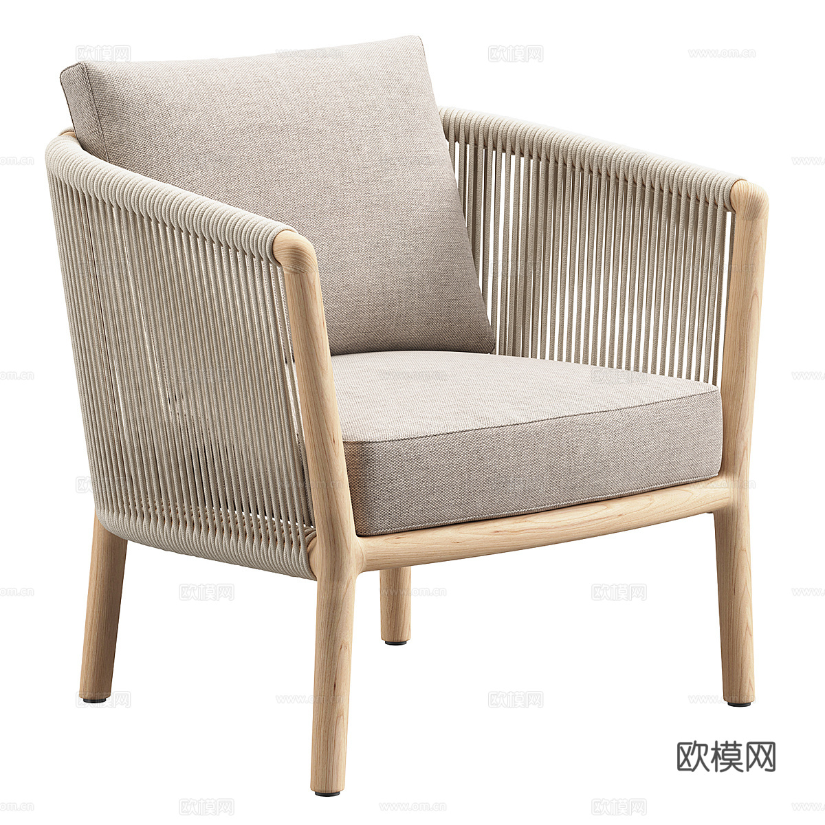 新中式藤编休闲椅3d模型