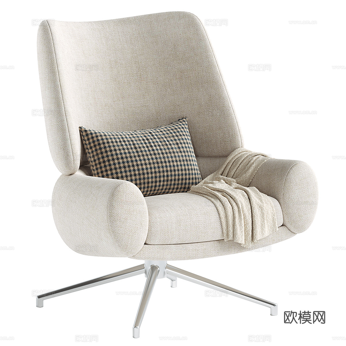 现代意式布艺办公椅3d模型
