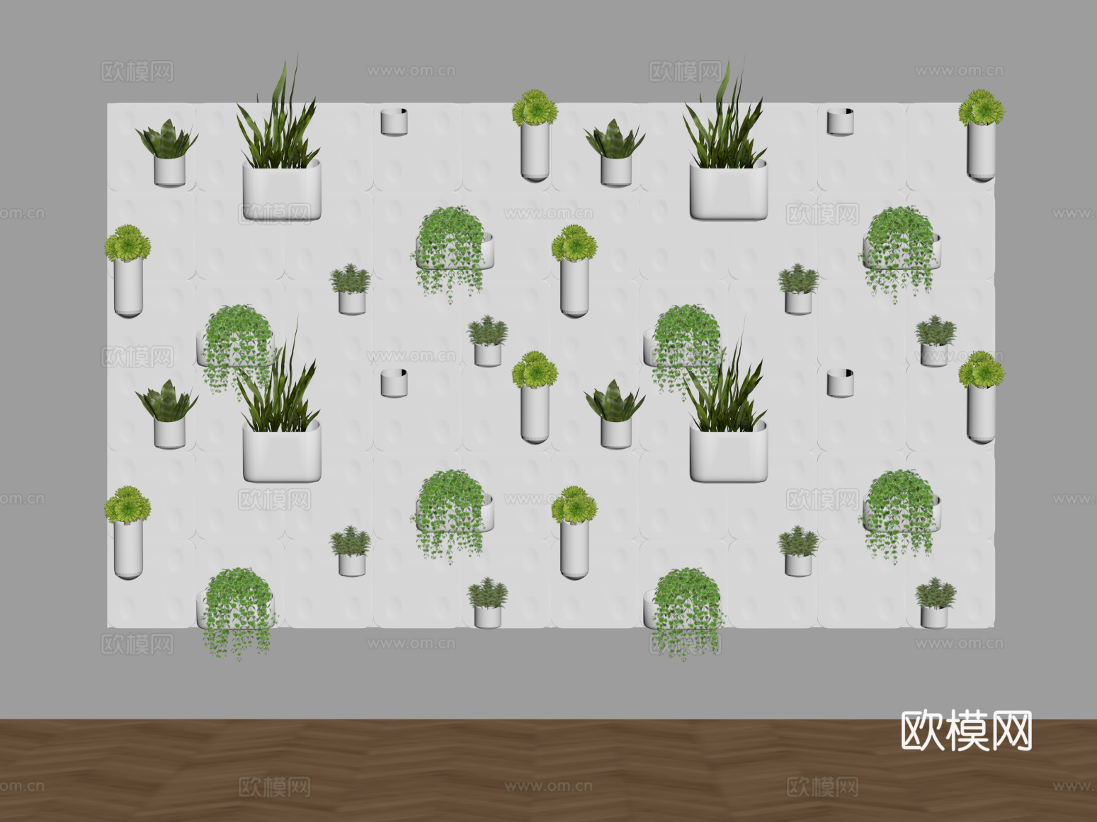 绿植墙 吊篮 绿植盆栽su模型