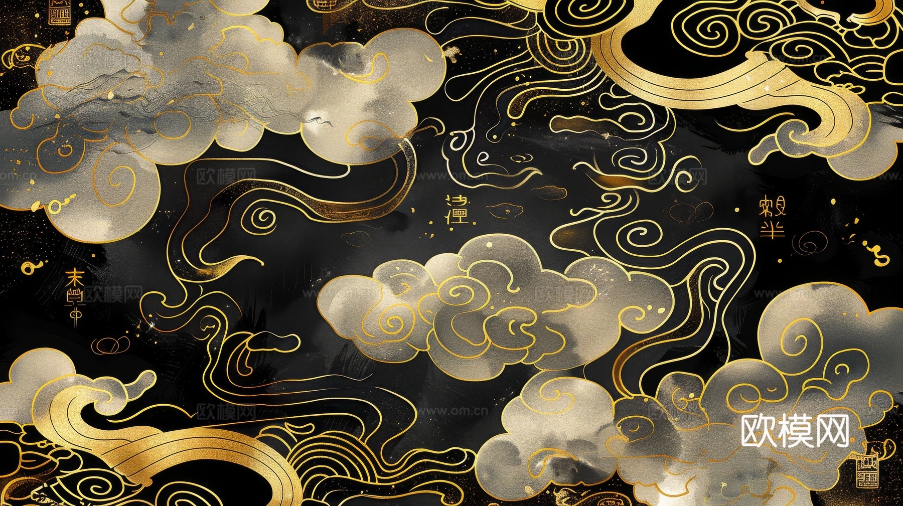 中式祥云壁纸壁画
