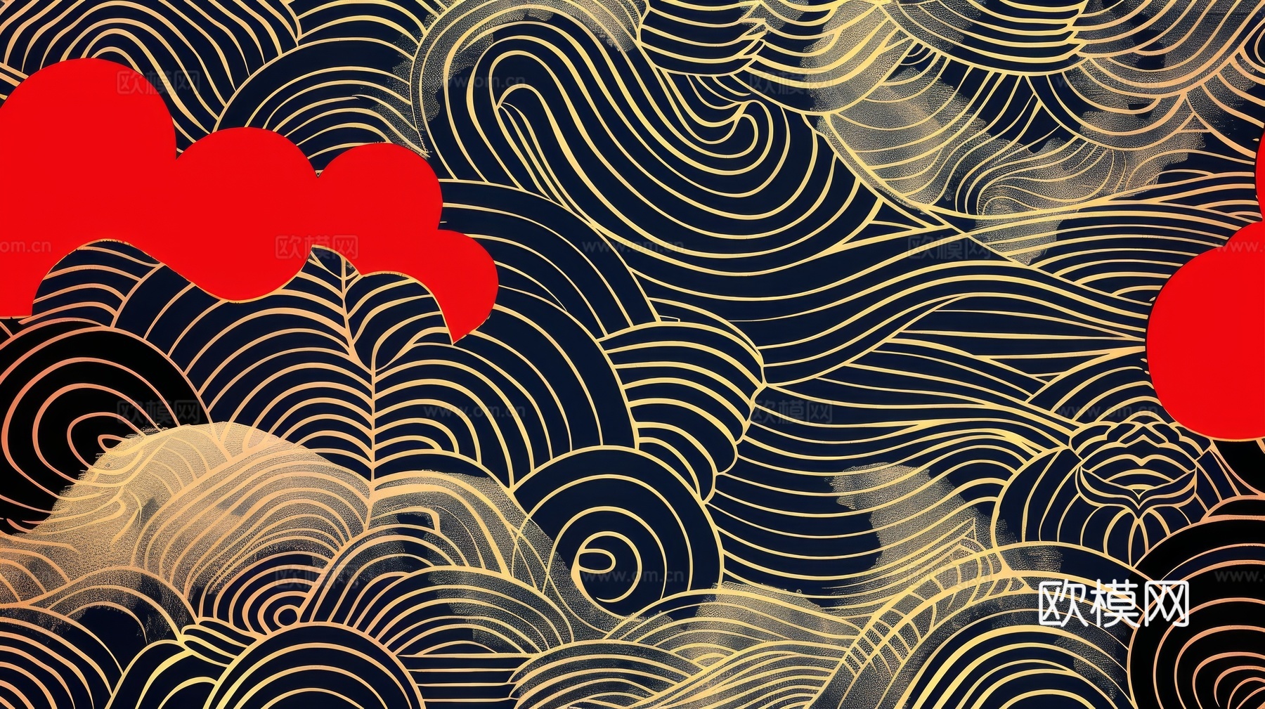 中式祥云壁纸壁画