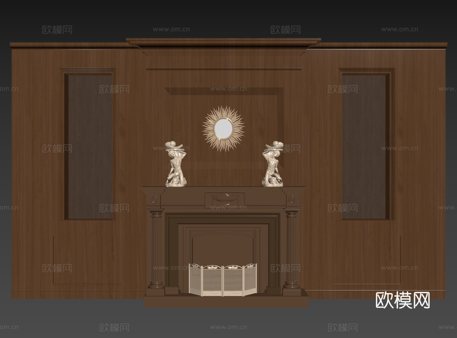 法式雕花灯盘 欧式灯盘 灯盘组合su模型下载（渲染图2）