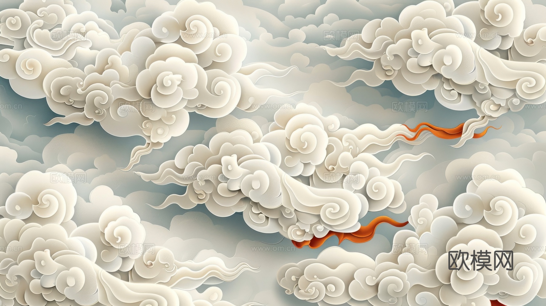 中式祥云壁纸壁画