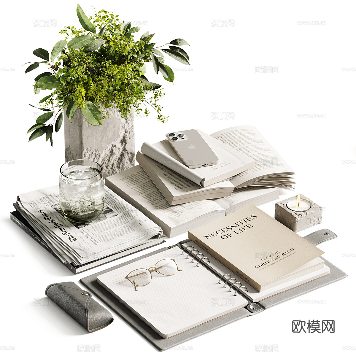 现代书籍装饰套装3d模型