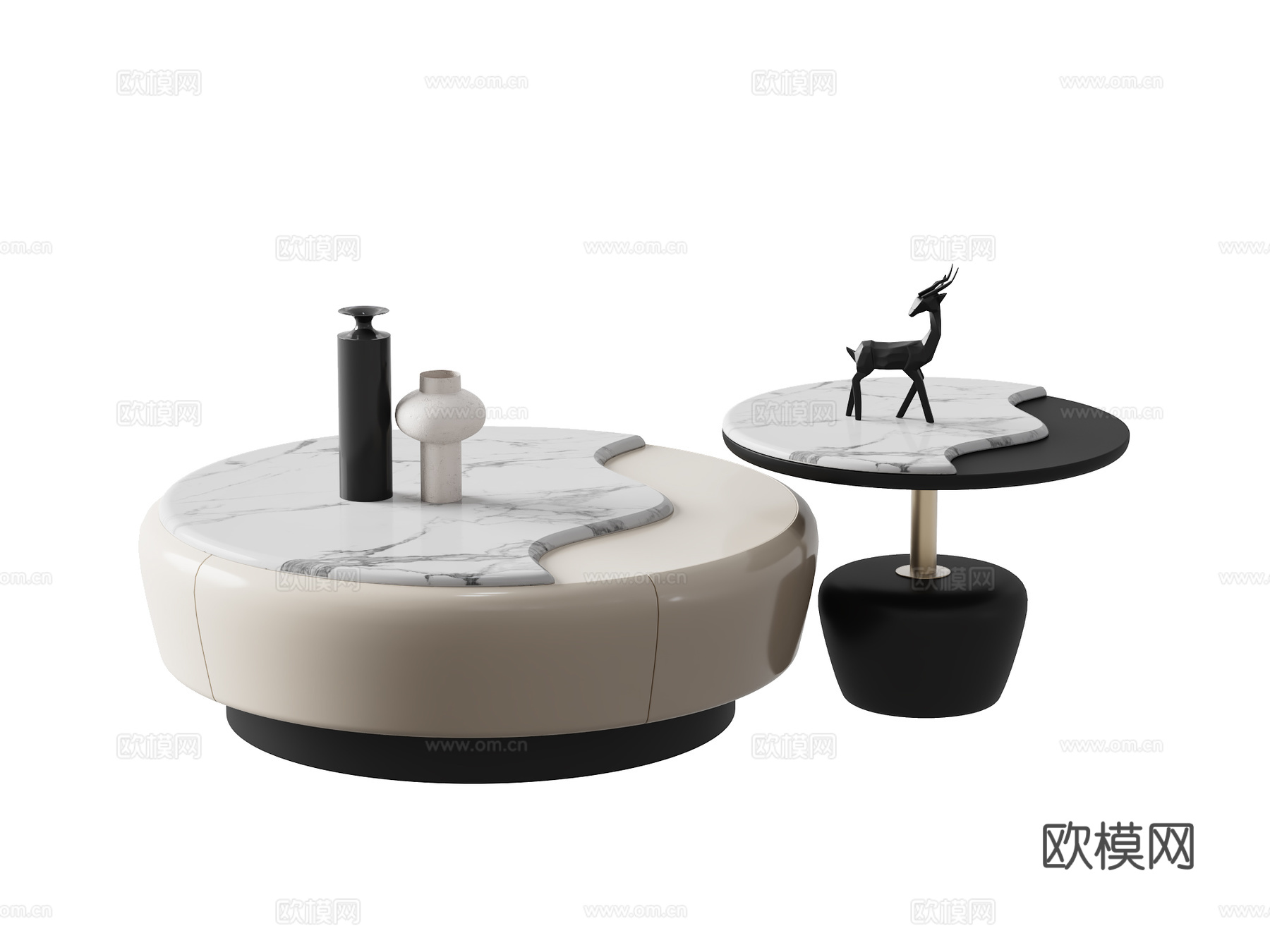 现代茶几 饰品摆件3d模型
