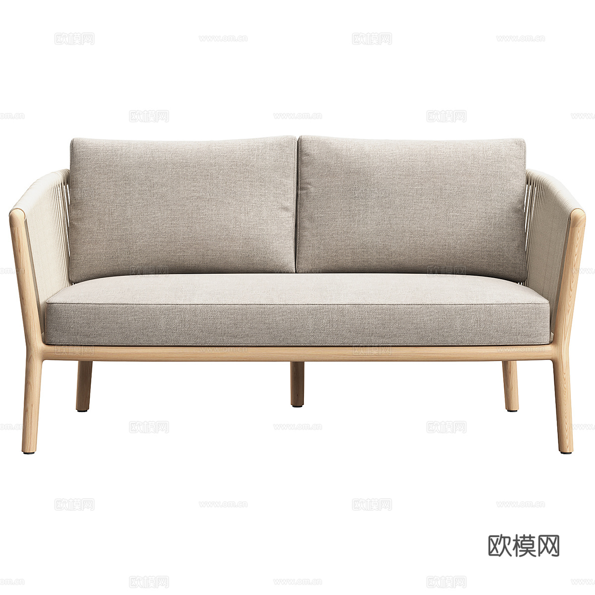 新中式藤编双人休闲沙发3d模型