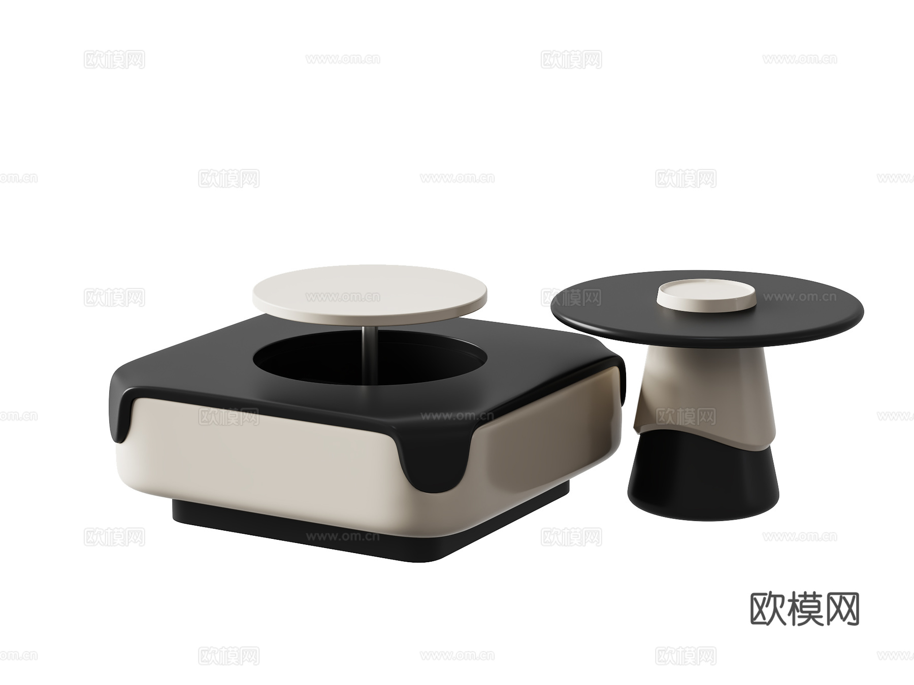 现代茶几 饰品摆件3d模型