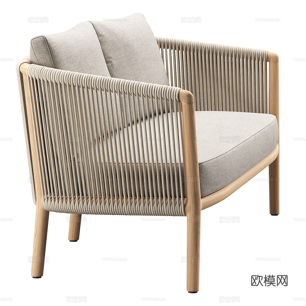 新中式藤编双人休闲沙发3d模型