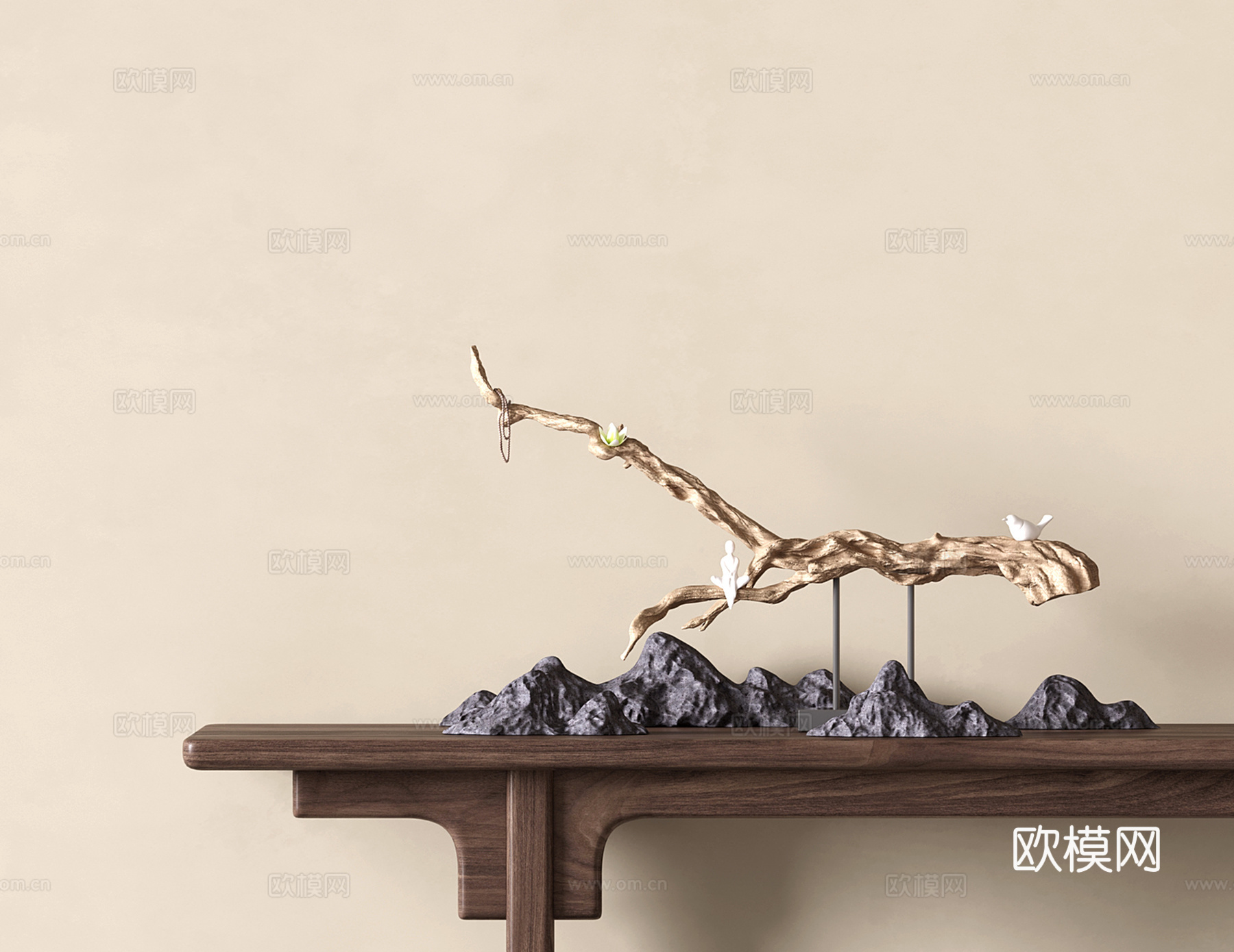 新中式根雕 干支 禅意摆件 景观小品 木质雕塑3d模型