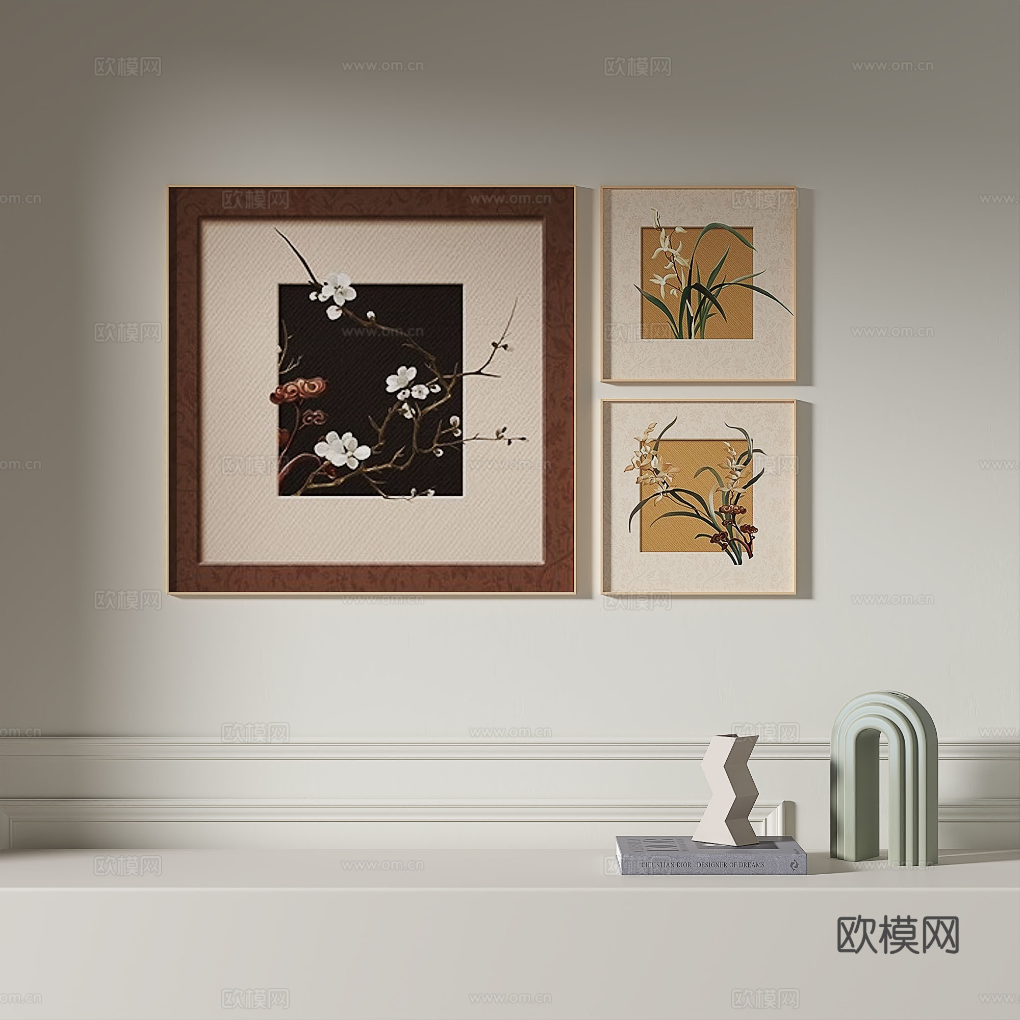 现代，复古，中古，简约，抽象，轻奢，装饰画3d模型