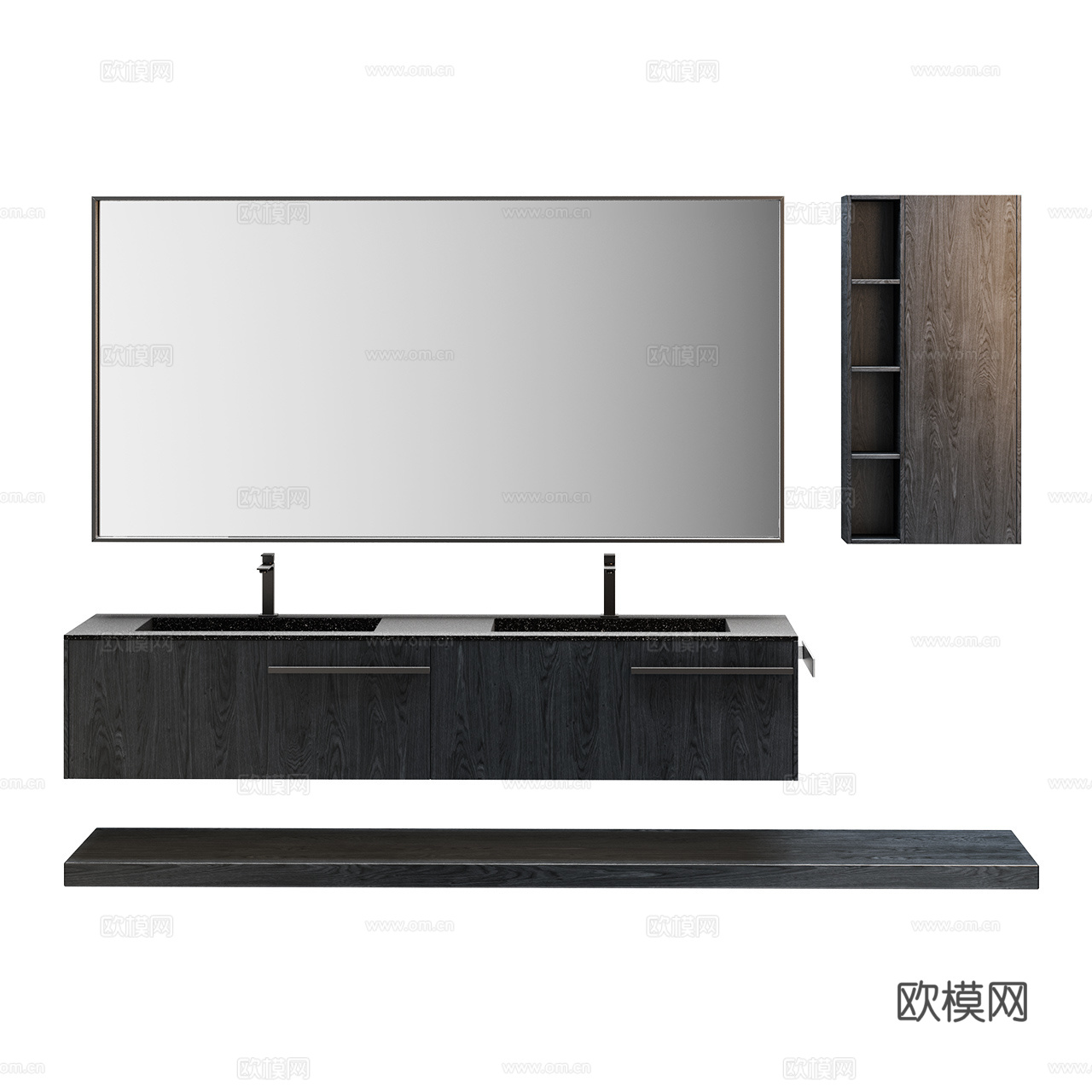 Ideagroup 极简卫浴 卫浴组合 卫浴镜 极简龙头3d模型