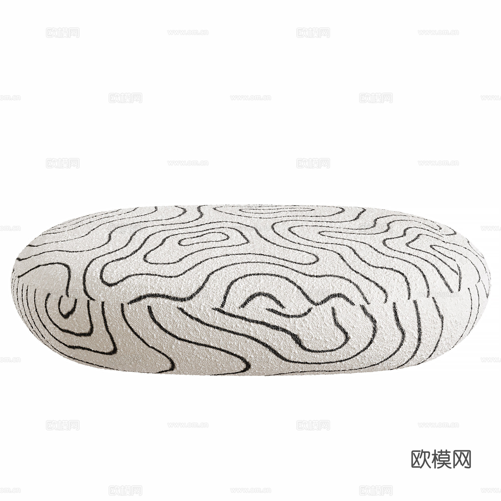 现代奶油风布艺沙发凳3d模型