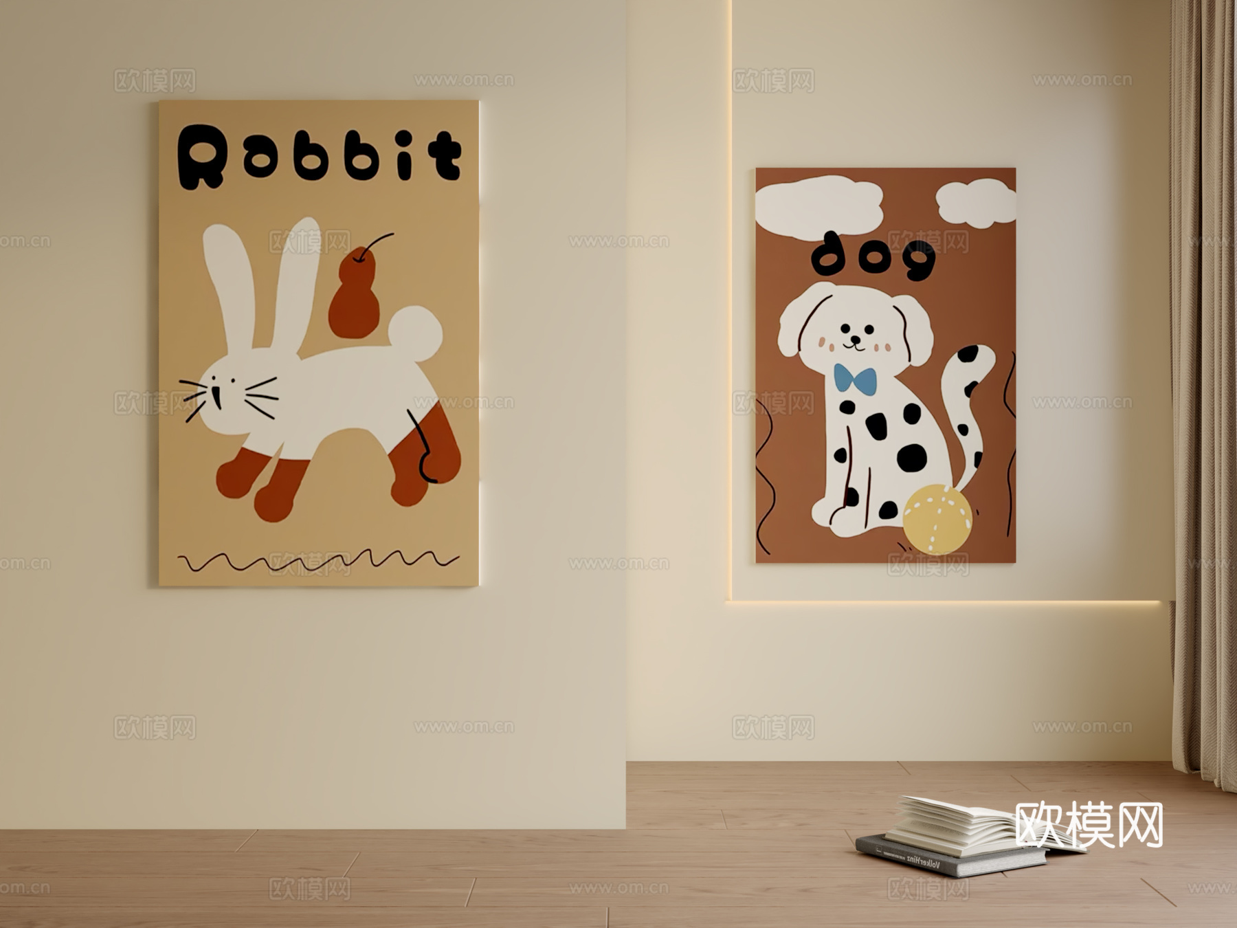 现代儿童房挂画3d模型