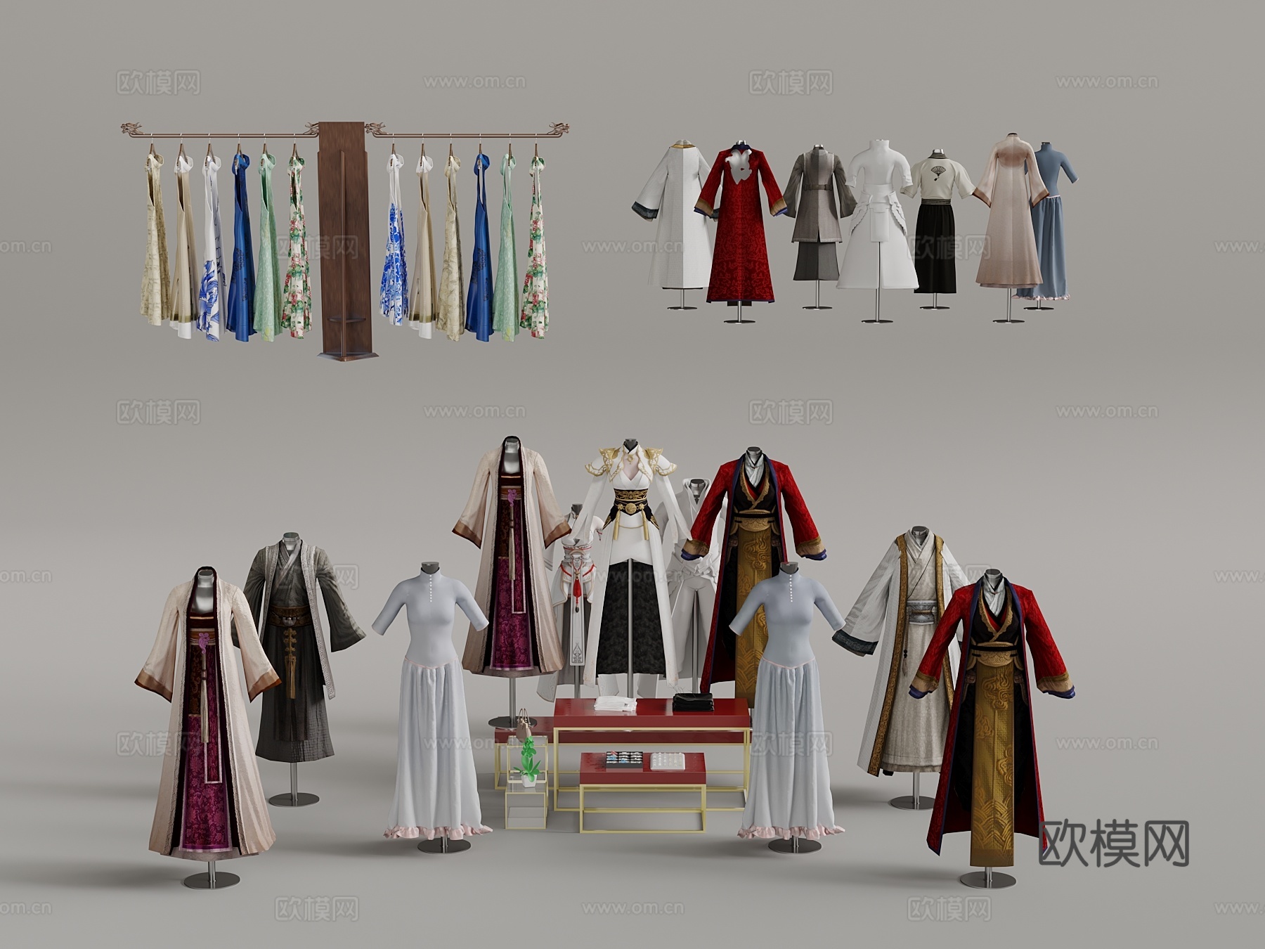 汉服秀禾 花轿 旗袍3d模型