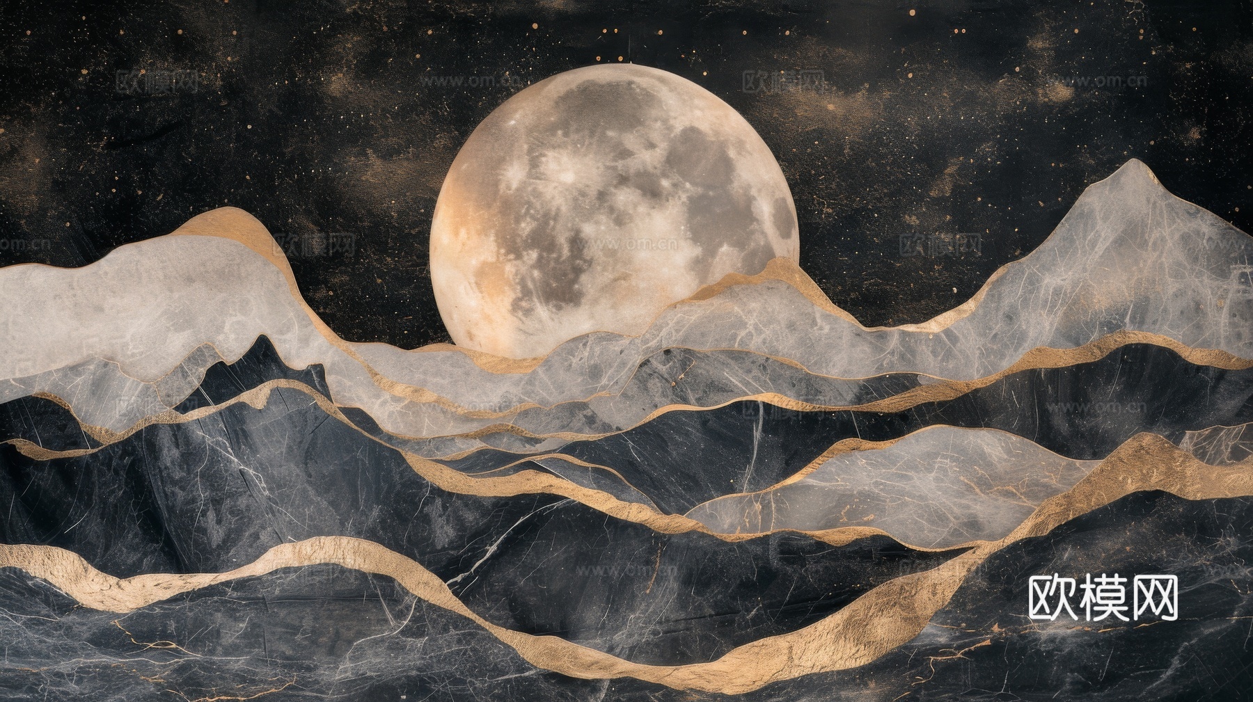 国风山水壁纸壁画下载（渲染图4）