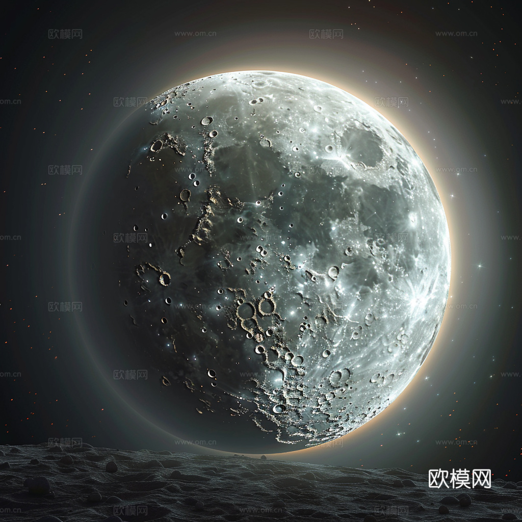 月球灯星球月亮陨石表表面