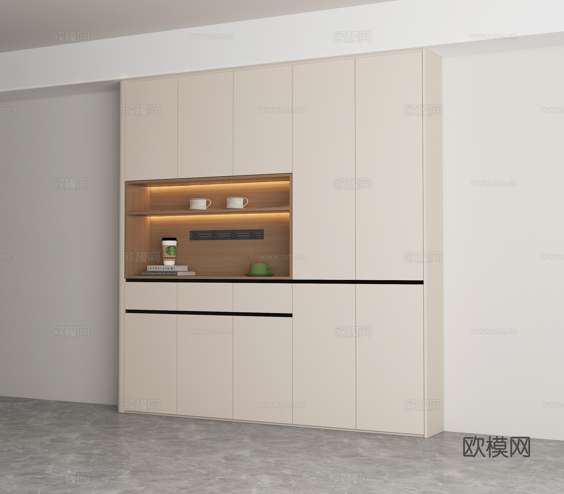 现代奶油风餐边柜3d模型