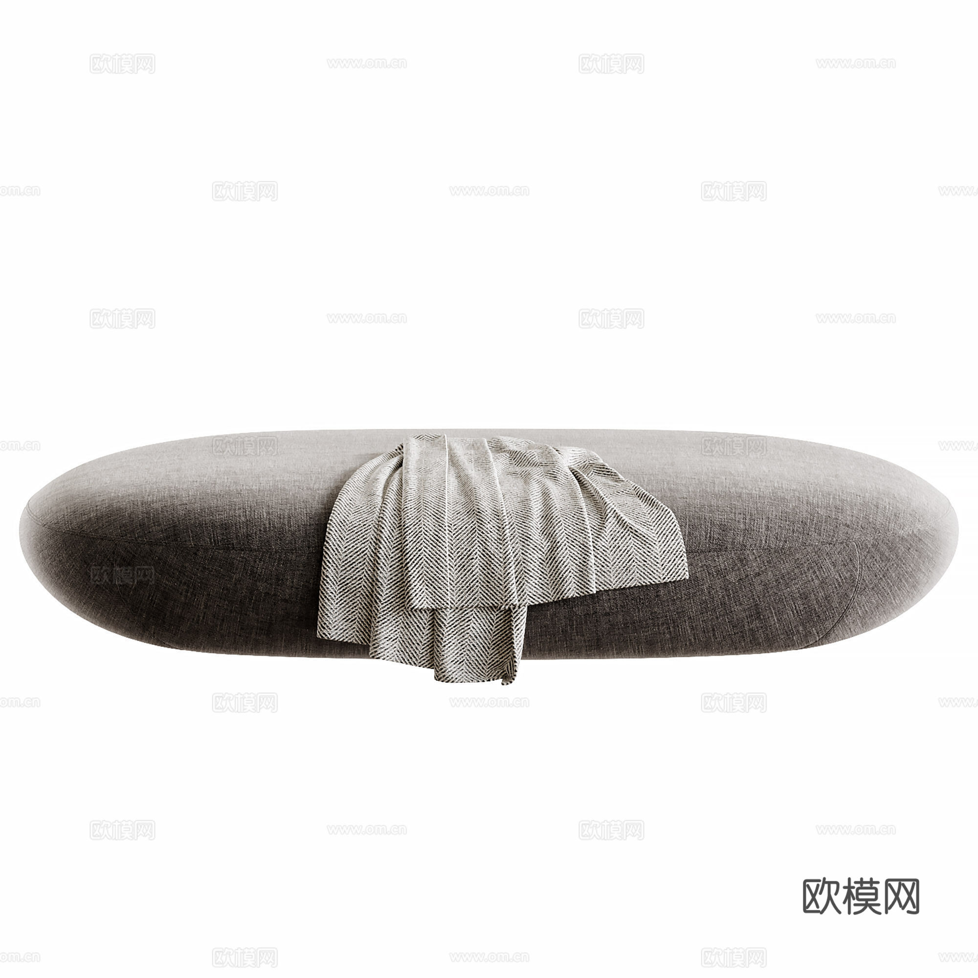 现代奶油风布艺沙发凳3d模型