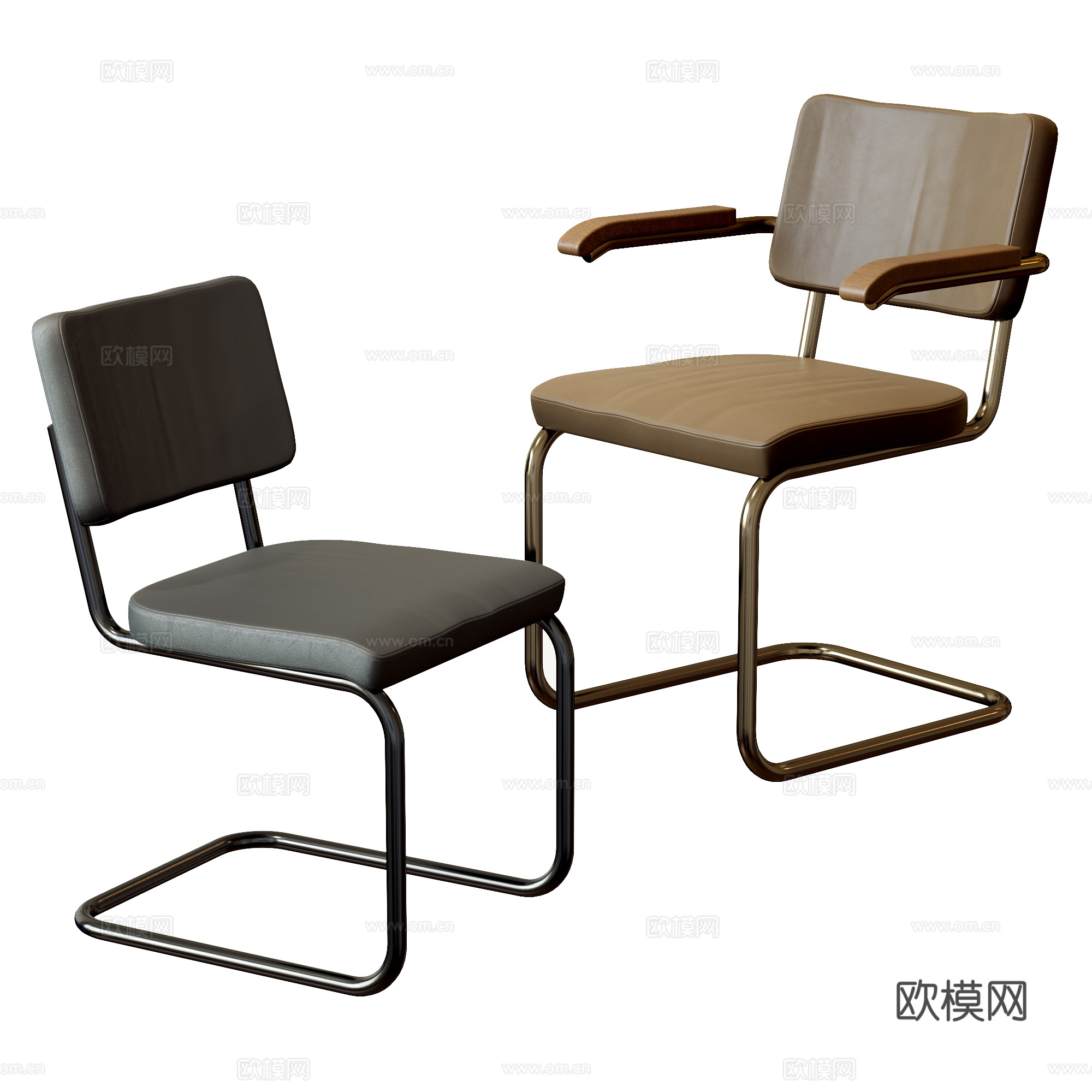 现代单椅 书椅 餐椅 办公椅 皮革单椅3d模型