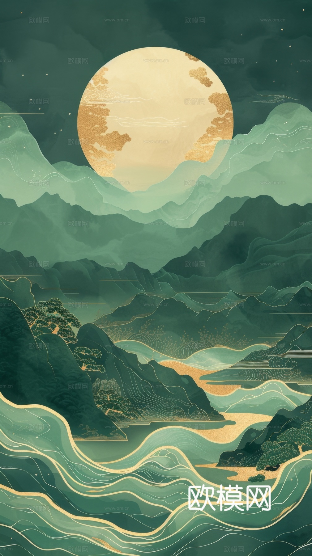 国风山水壁纸壁画
