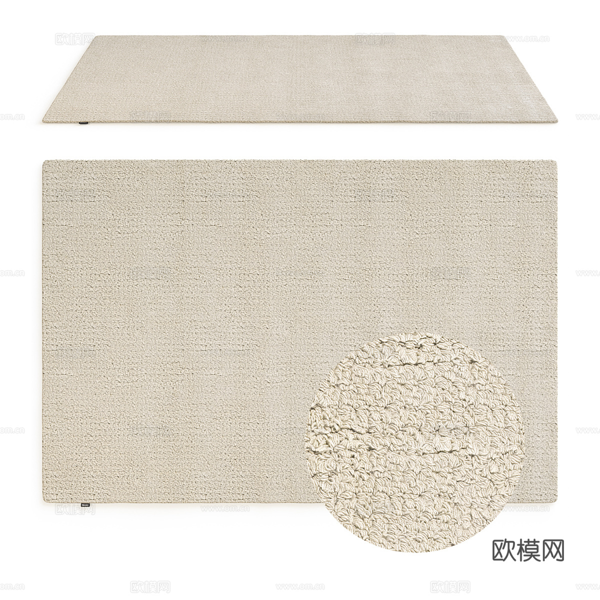 现代奶油风羊毛地毯3d模型