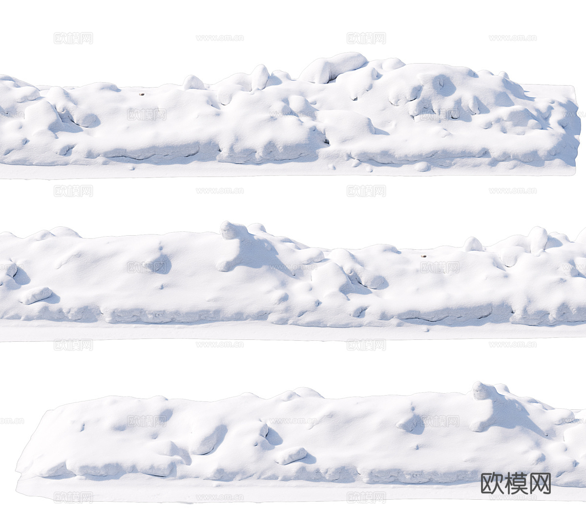 现代雪堆 雪路 雪 户外雪 人行道 路边3d模型