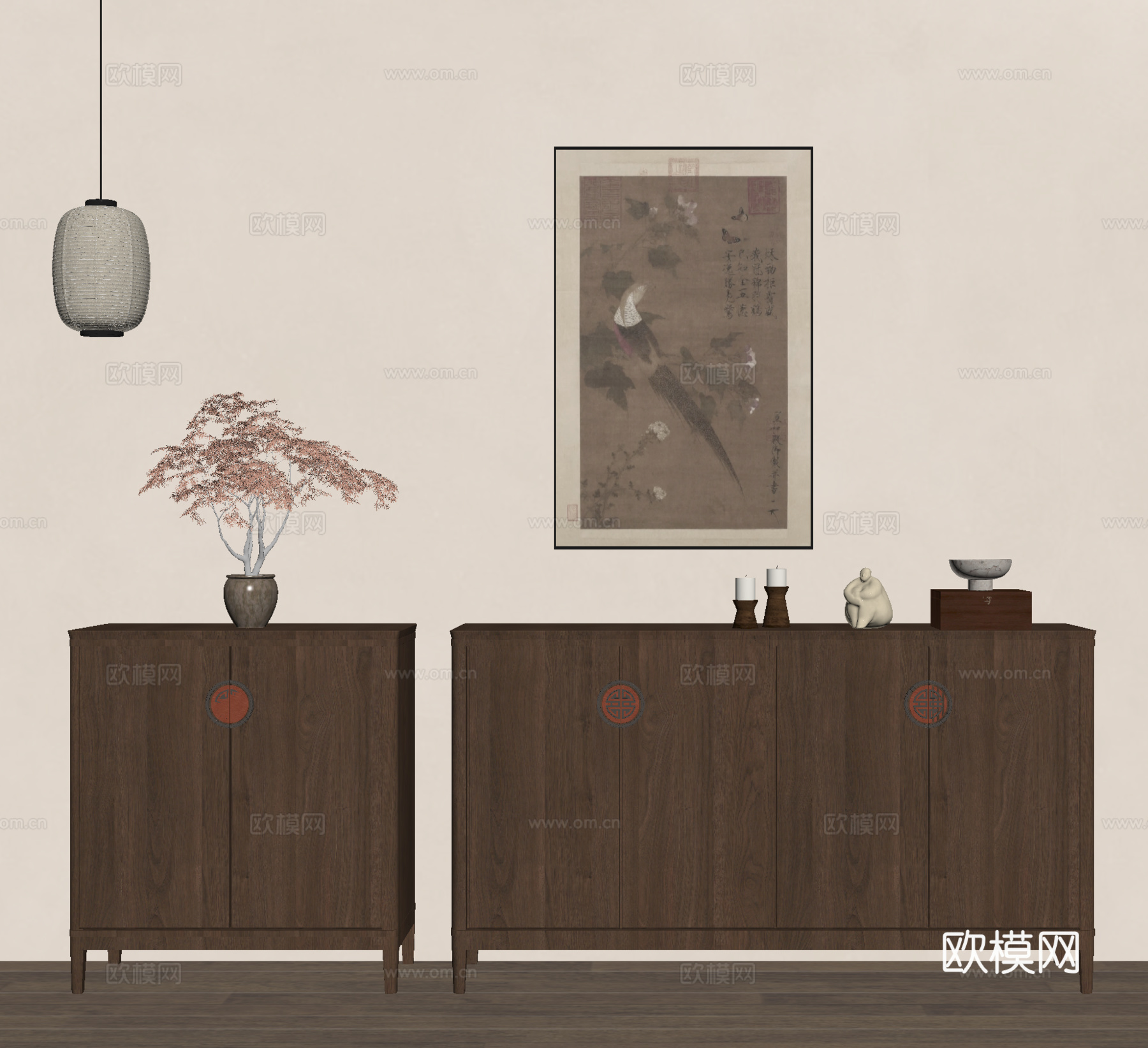 玄关柜 边柜 鞋柜 摆件 装饰画su模型