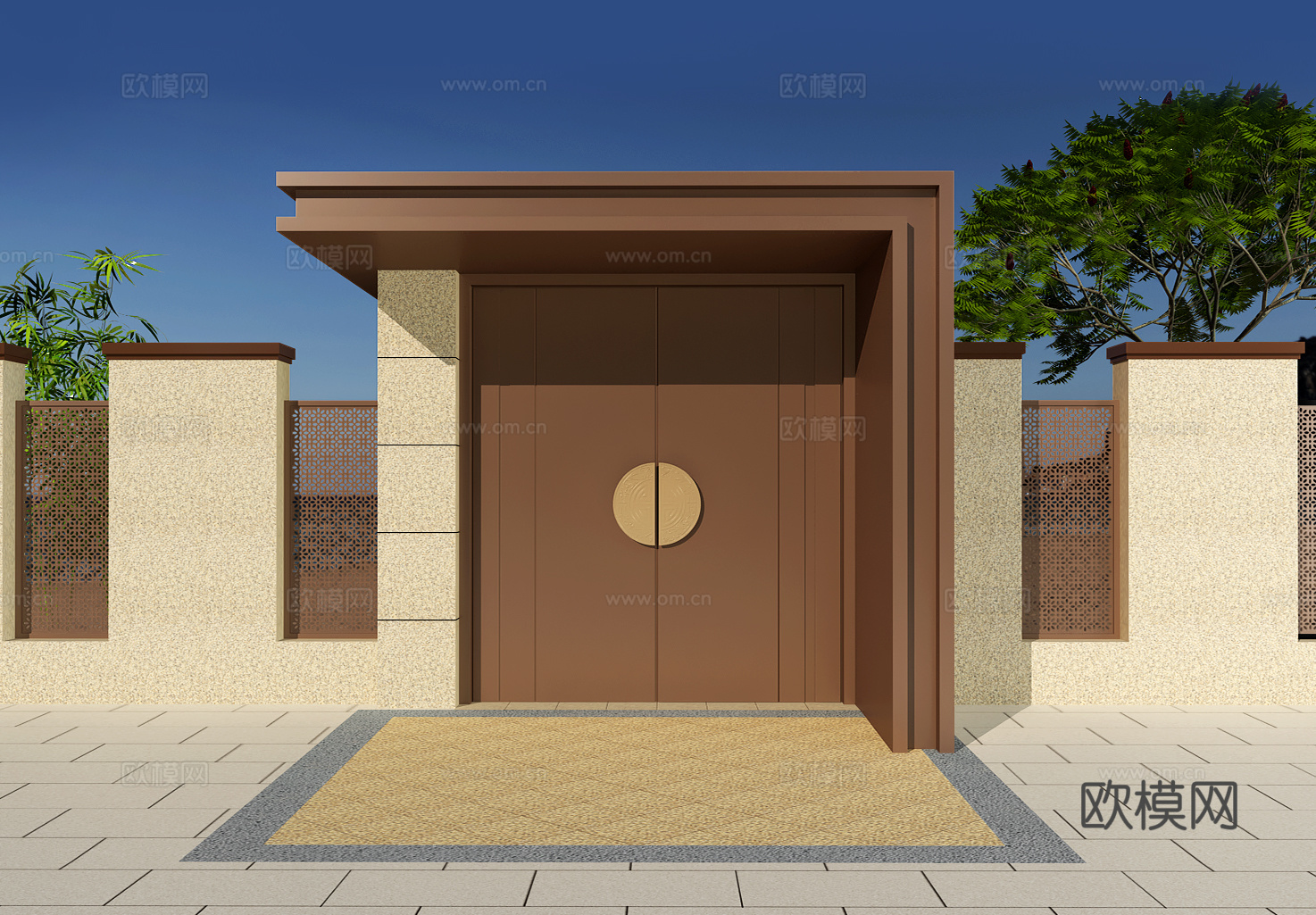 新中式庭院门 别墅门3d模型