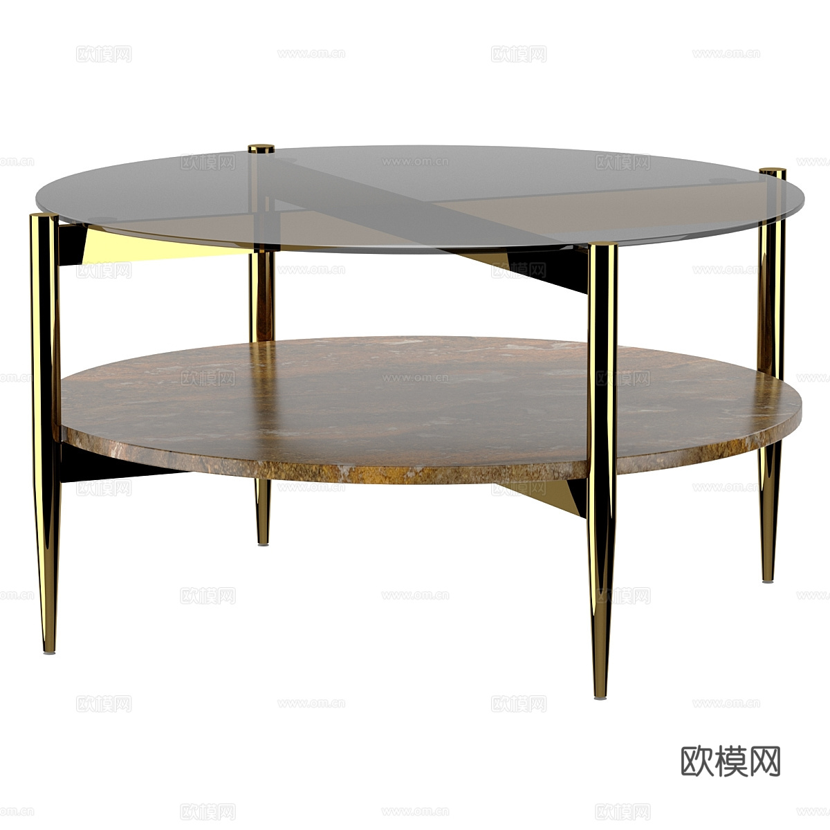 现代轻奢玻璃圆茶几3d模型