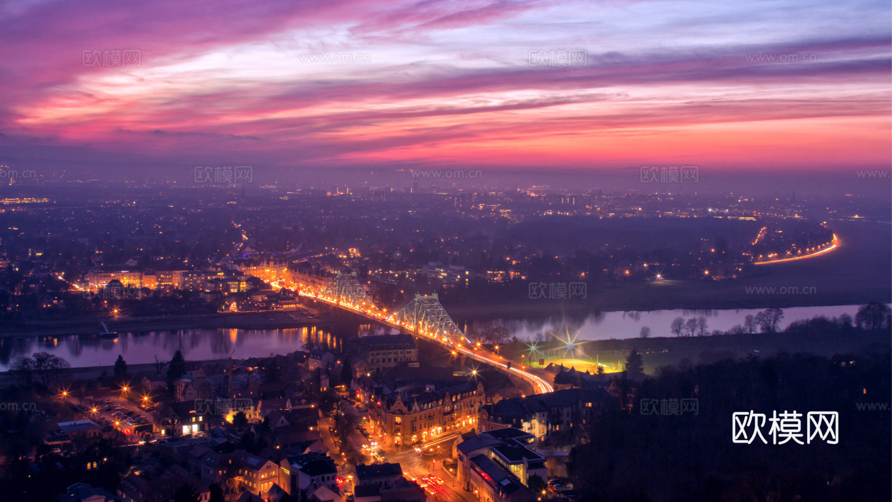 夜晚城市外景  都市广场贴图