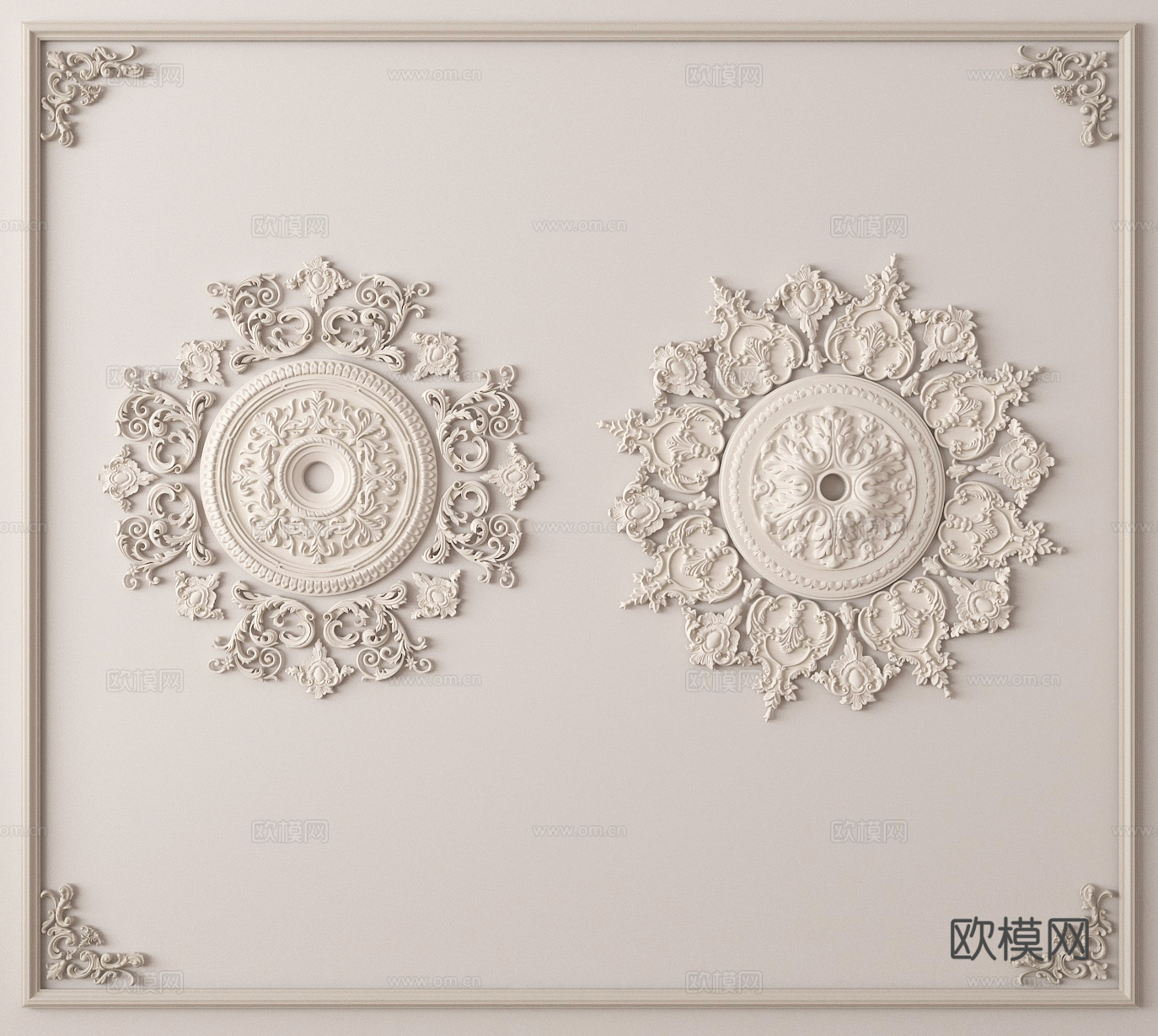 石膏灯盘 雕花灯盘3d模型