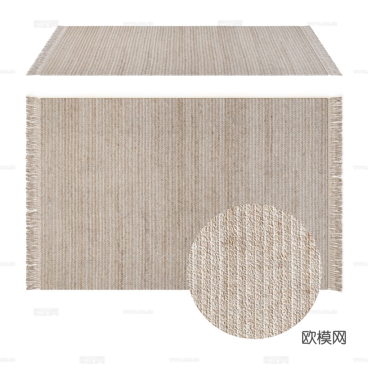 新中式侘寂布艺地毯3d模型