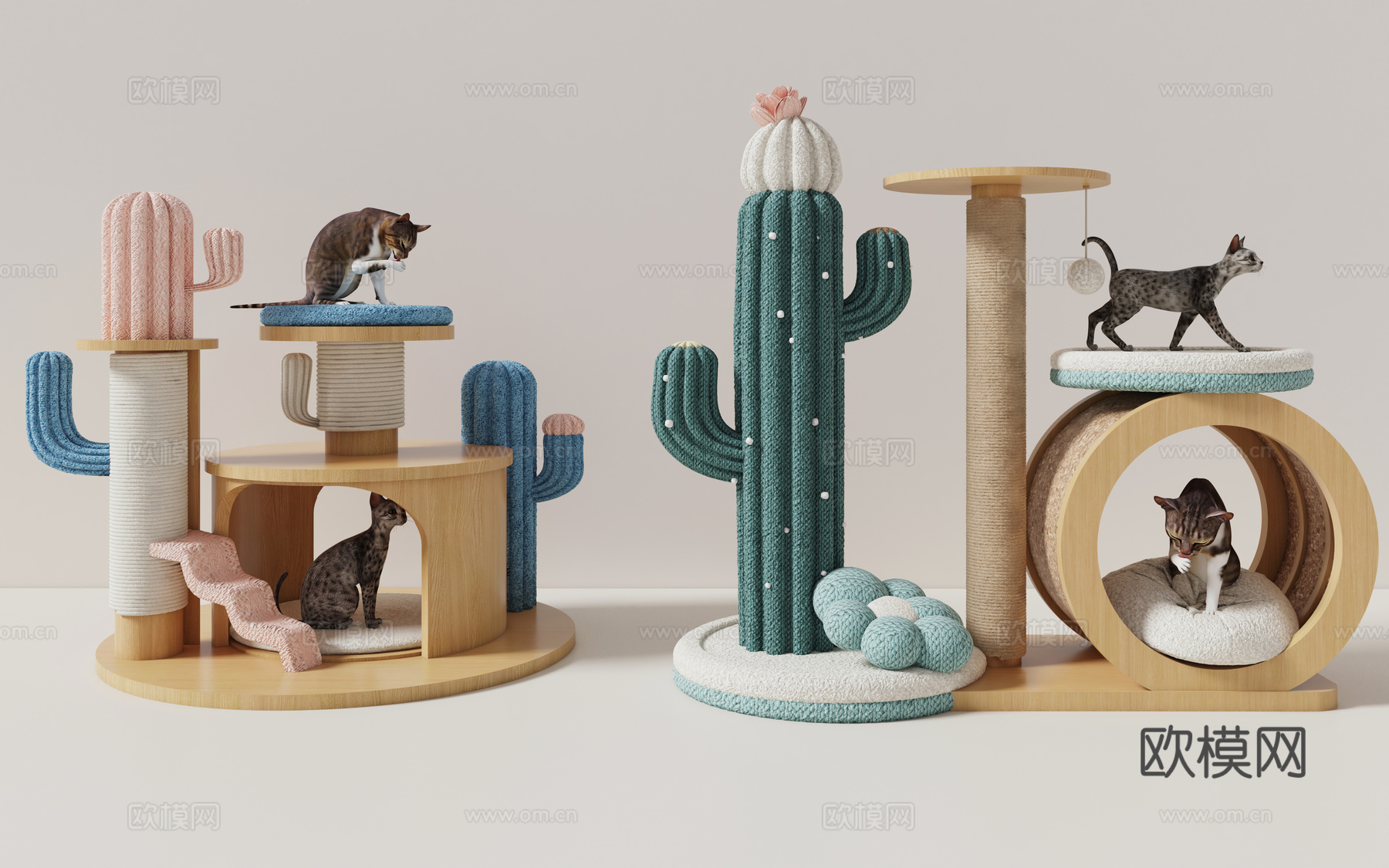 仙人掌卡通猫窝 创意设计猫爬架 猫爬架猫爬树 猫咪猫窝猫抓板3d模型