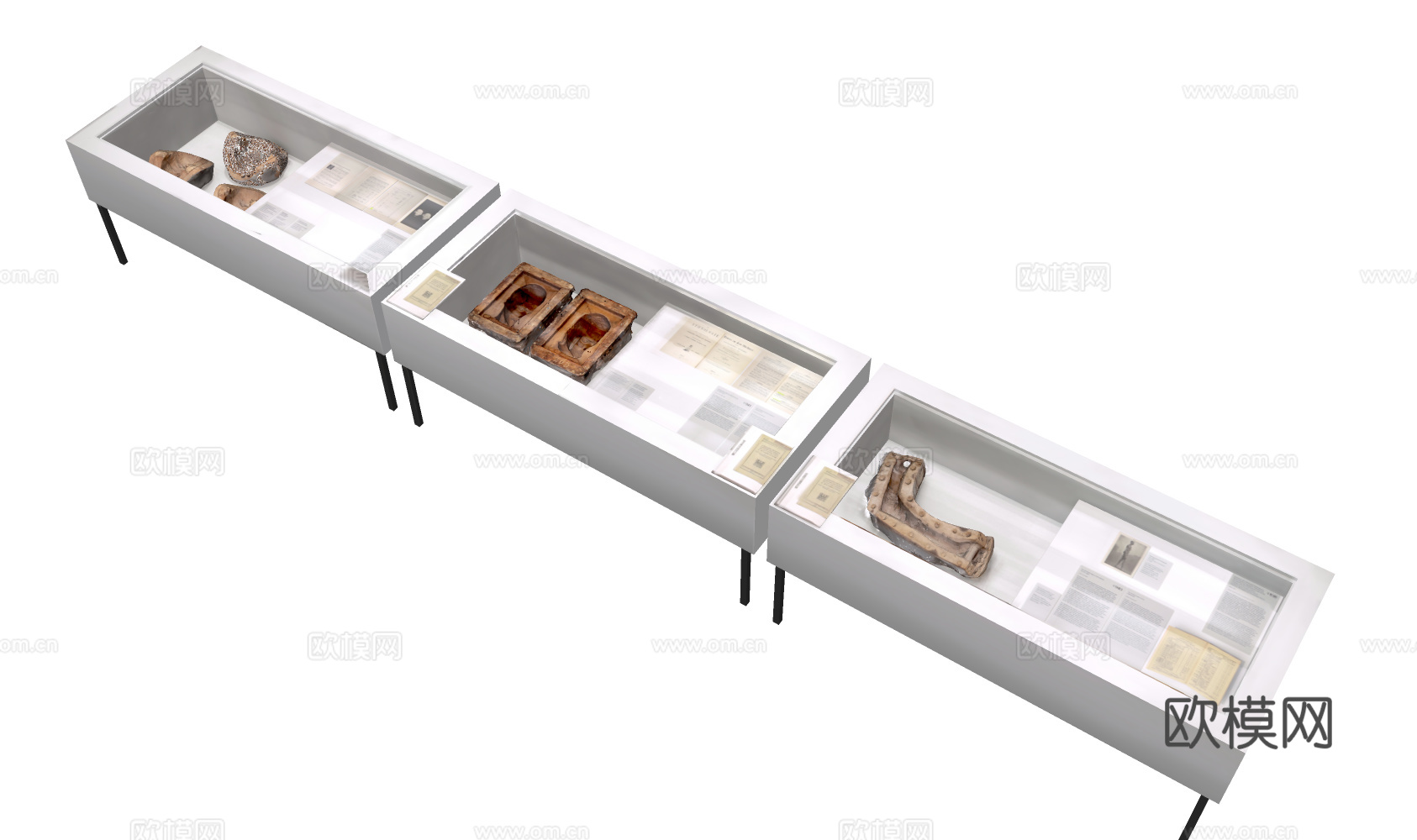 现代雕塑摆件 现代艺术摆件 博物馆展柜 展台3d模型