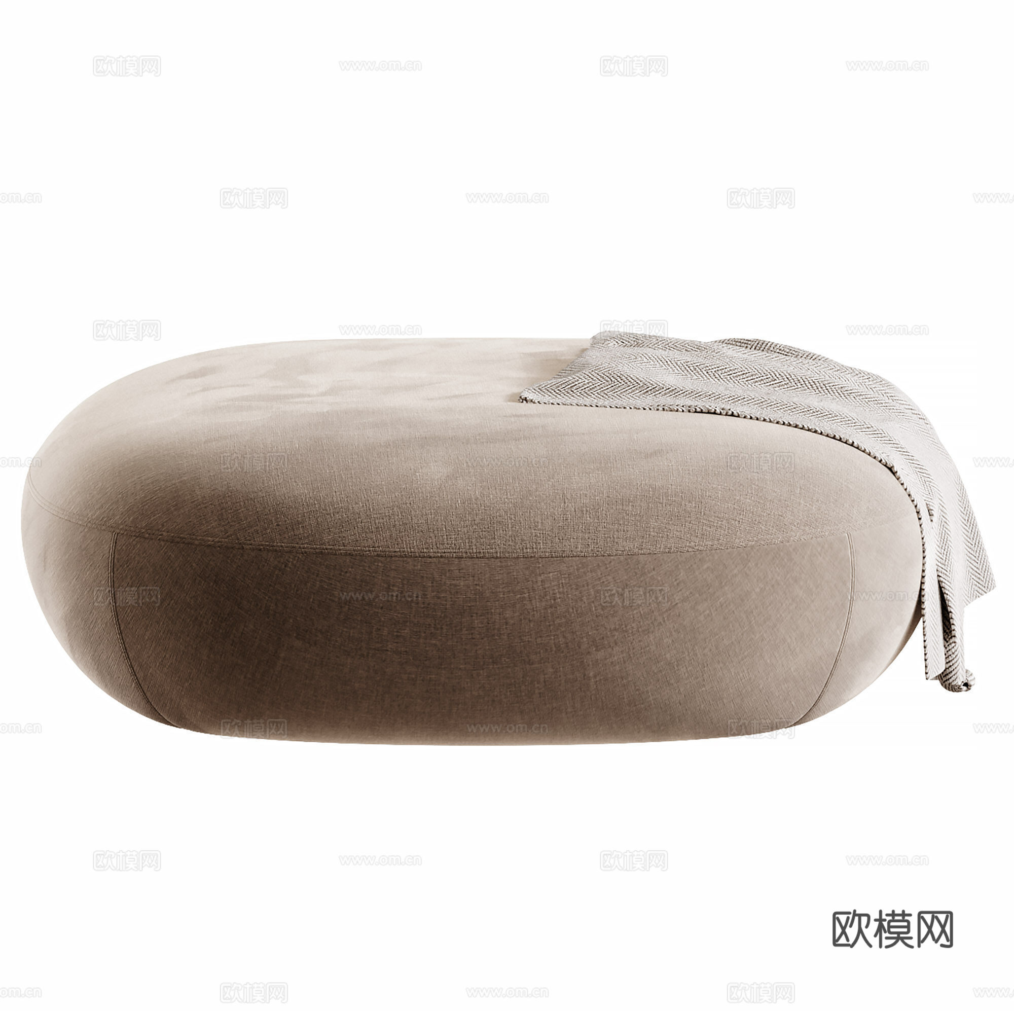 现代奶油风布艺沙发凳3d模型