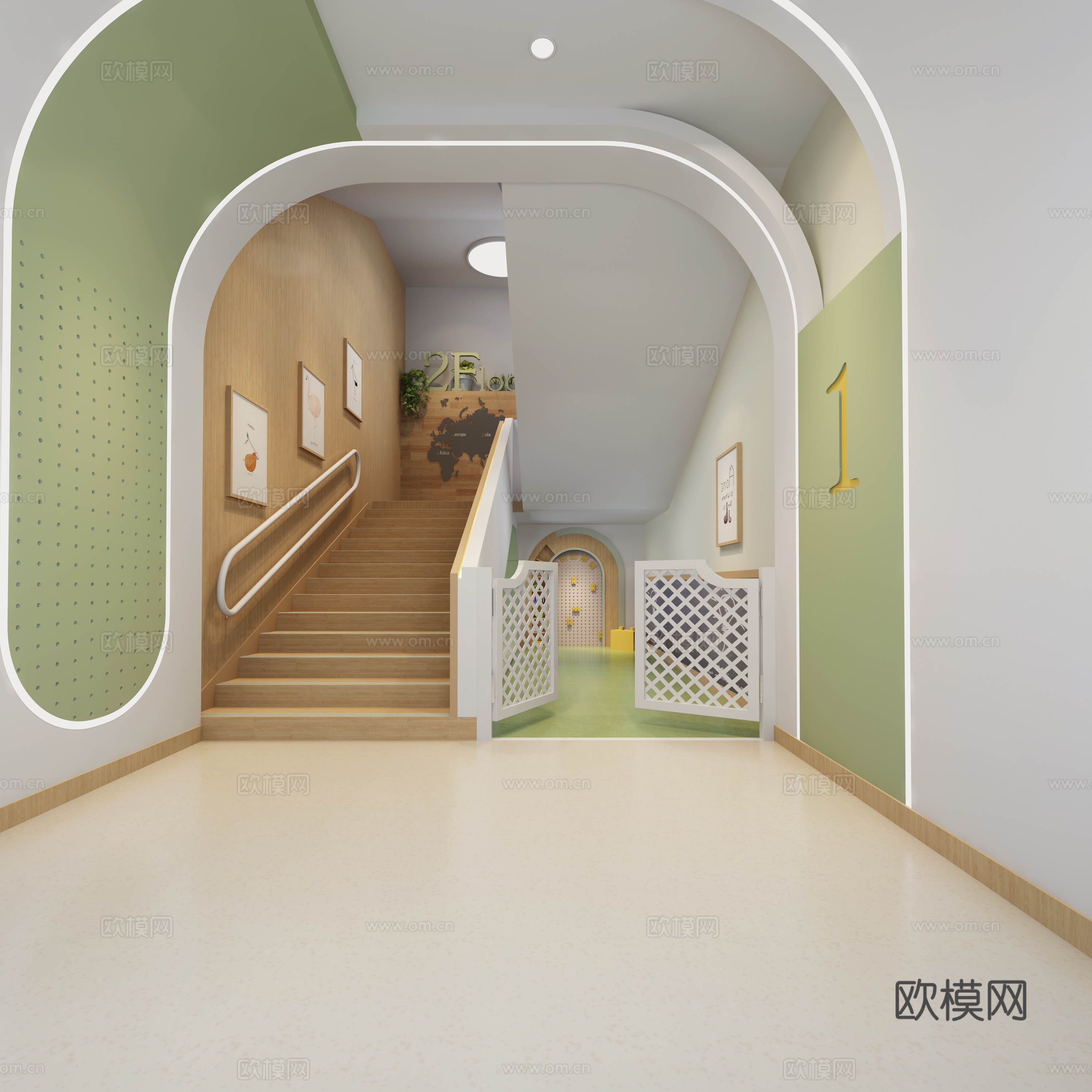 幼儿园楼梯间 楼梯区角3d模型