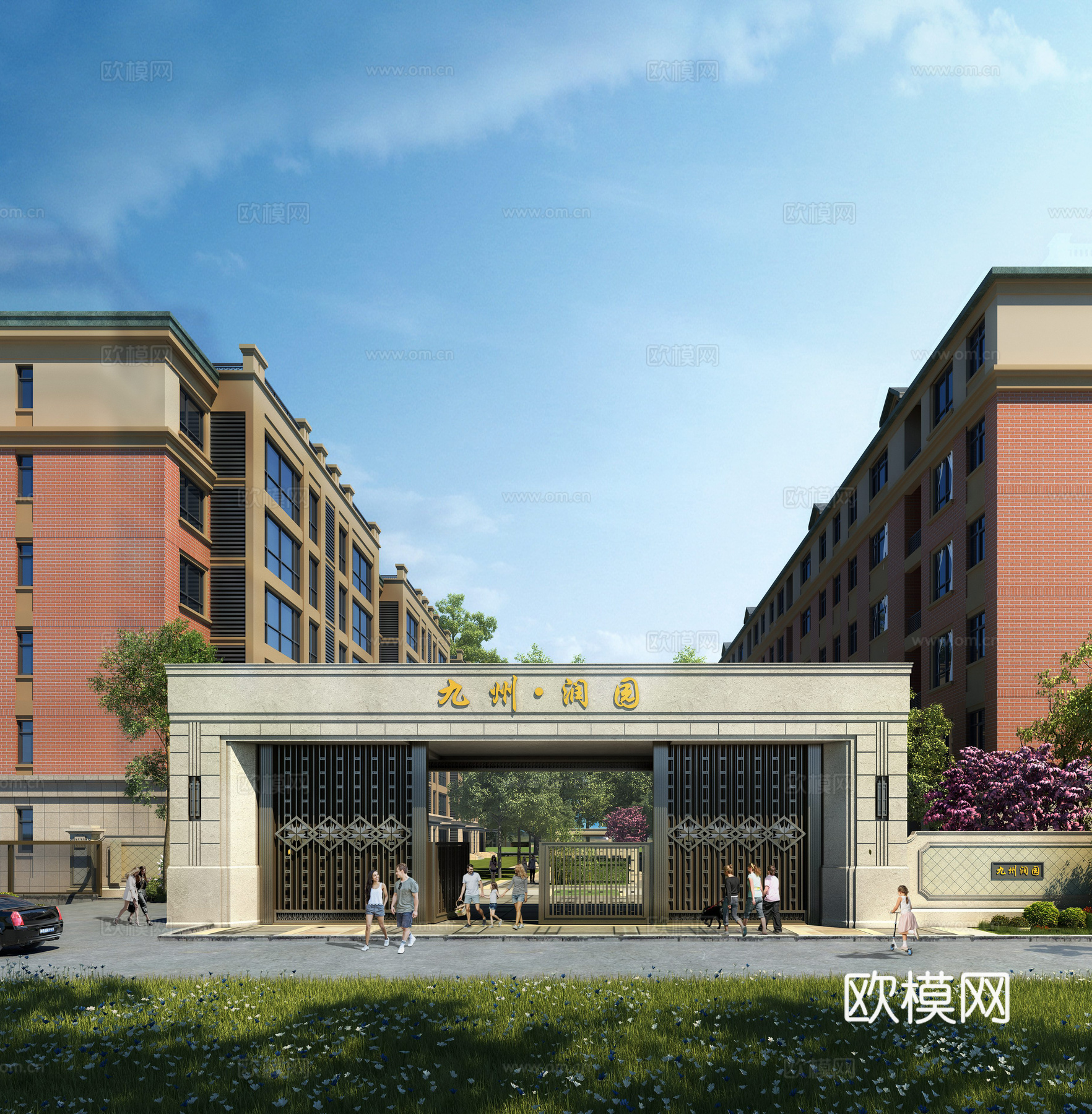 现代小区大门  多层住宅  门卫3d模型