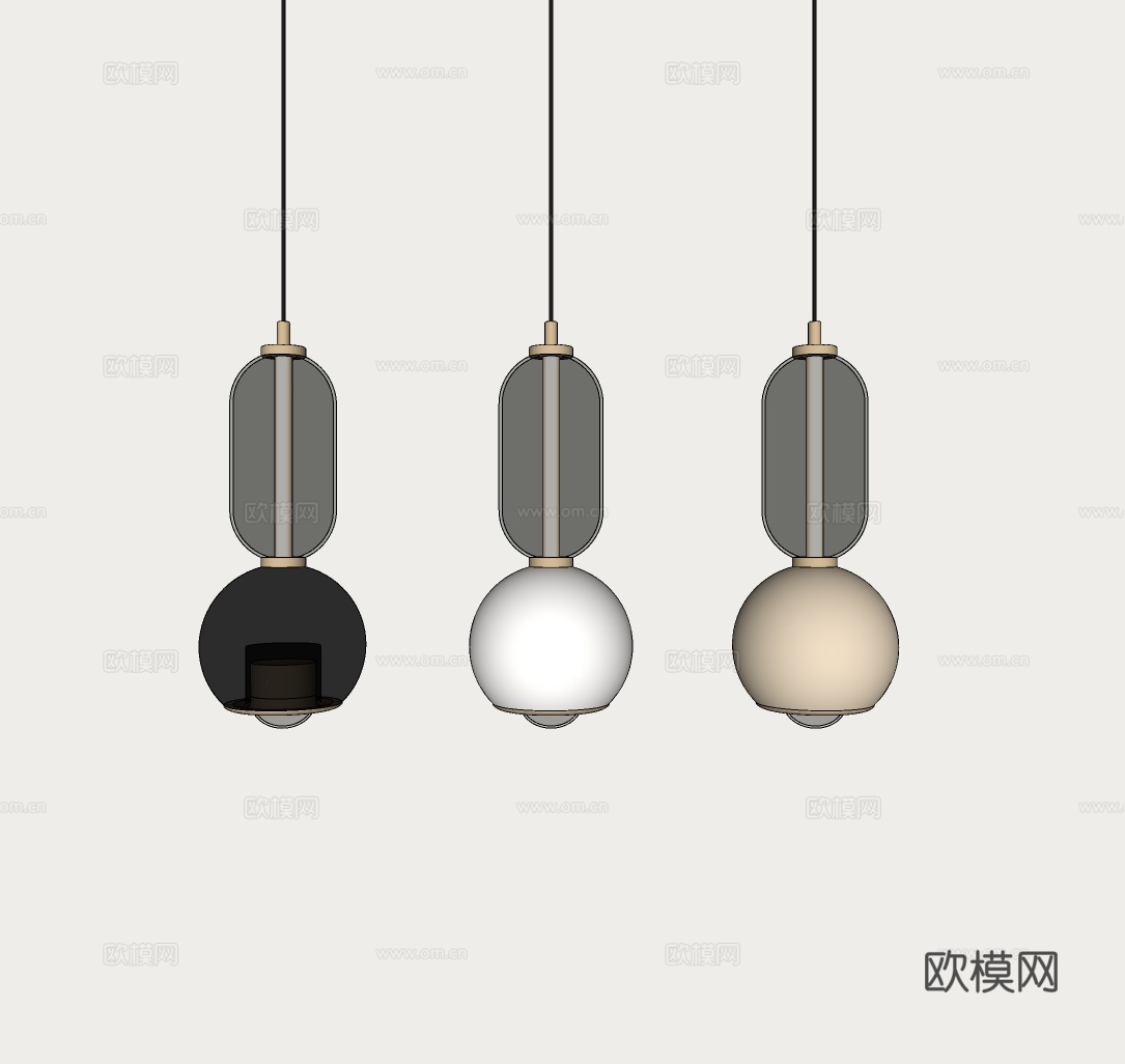 现代小吊灯 简约玻璃小吊灯 轻奢床头小吊灯 极简艺术吊灯su模型