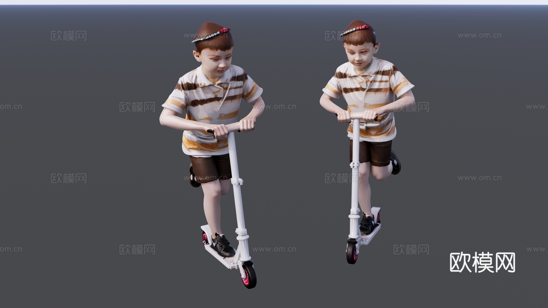玩滑板车的小男孩su模型