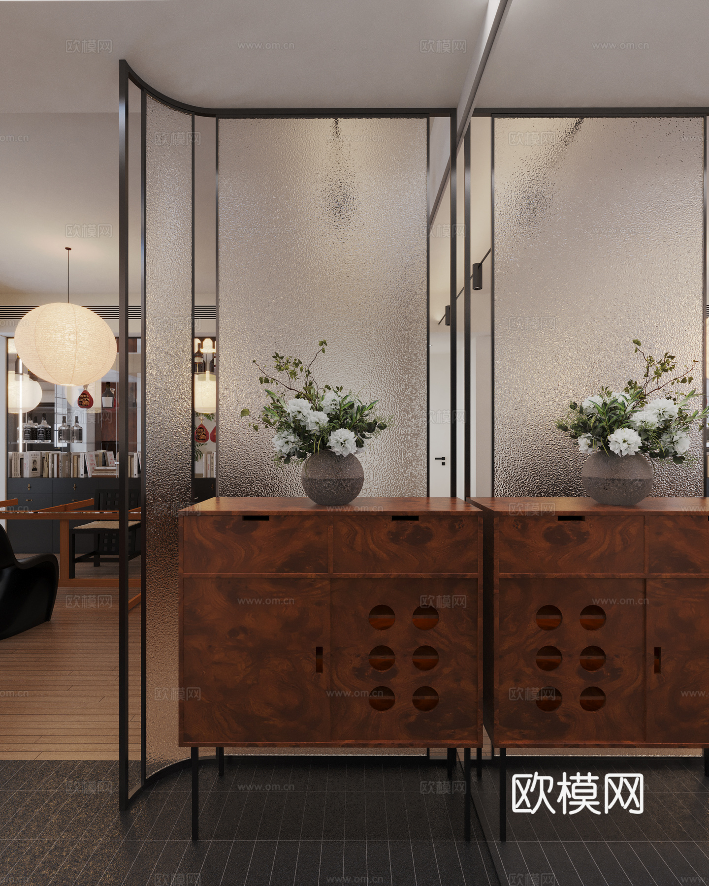 中古风客餐厅，端景台3d模型3d模型
