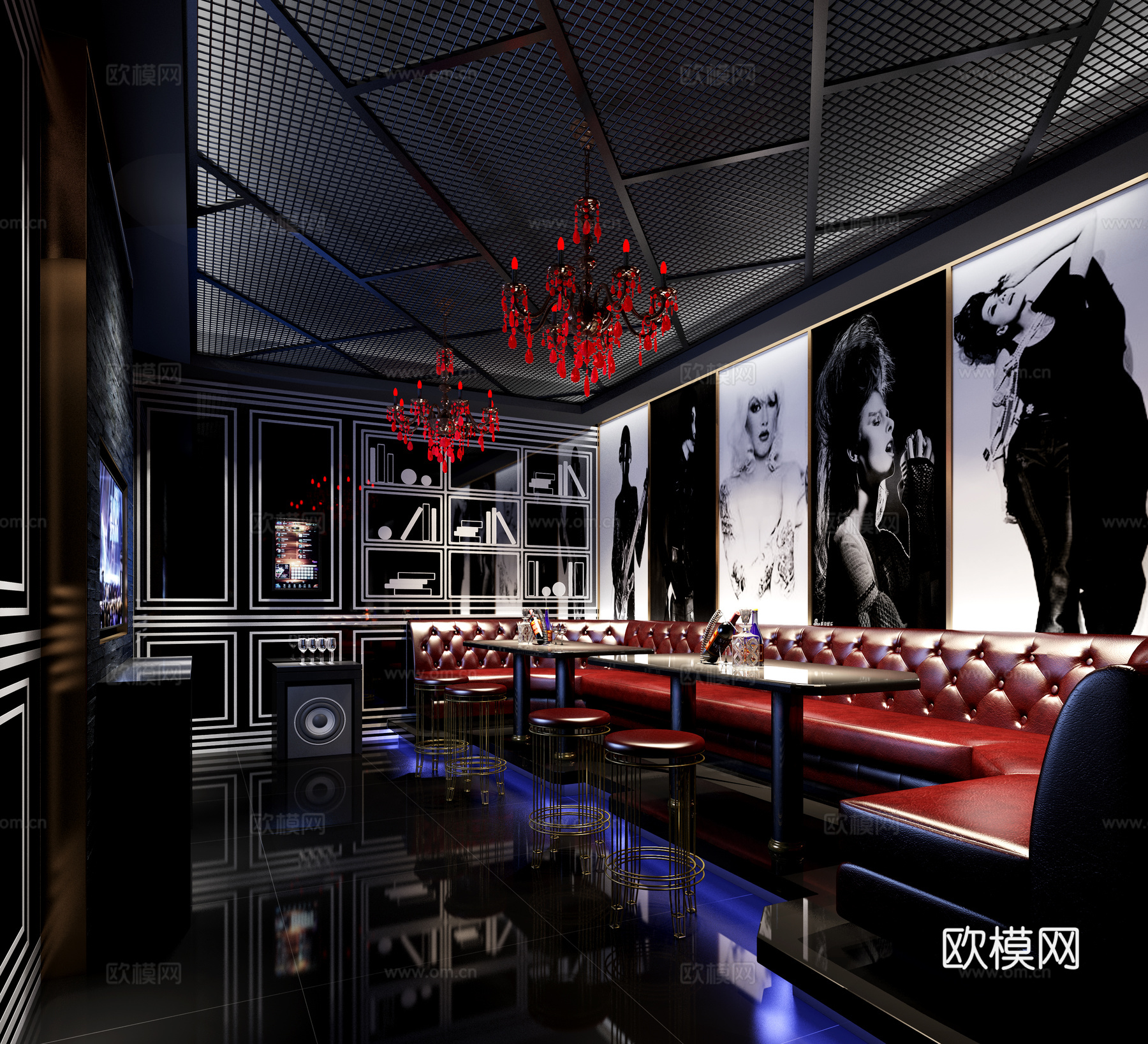 现代卡拉OK KTV包间 点歌台3d模型