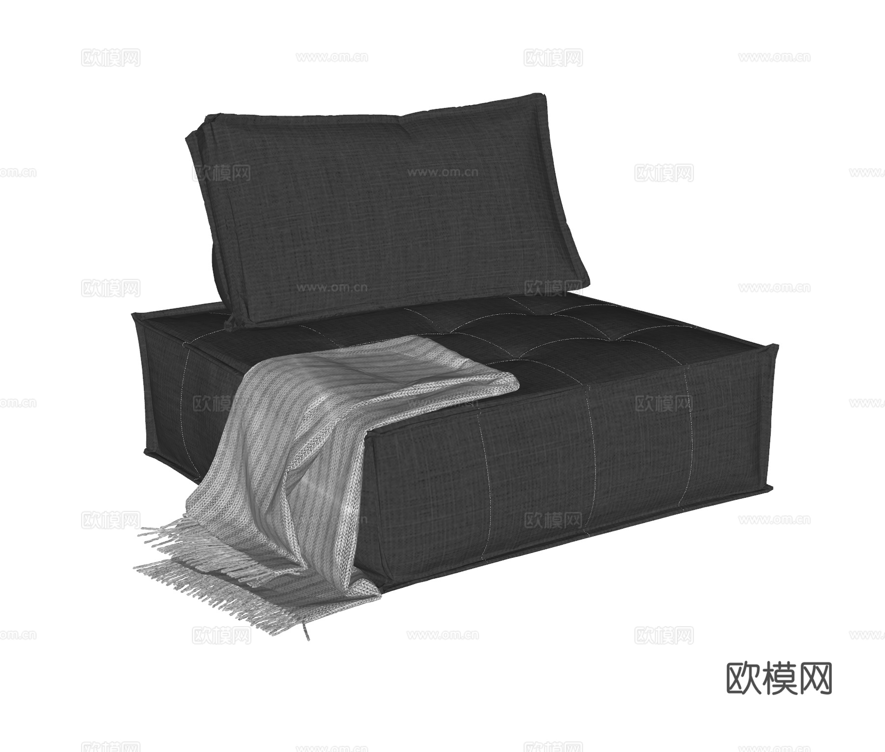 现代单人沙发 休闲沙发   豆腐块沙发 模块沙发 布艺沙发su模型