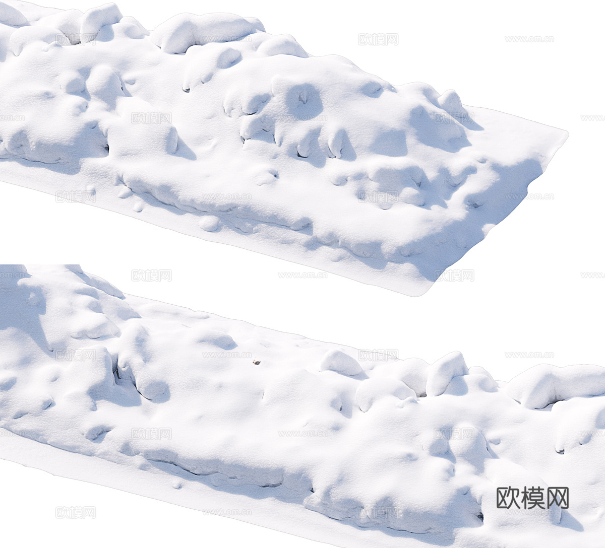 现代雪堆 雪路 雪 户外雪 人行道 路边3d模型