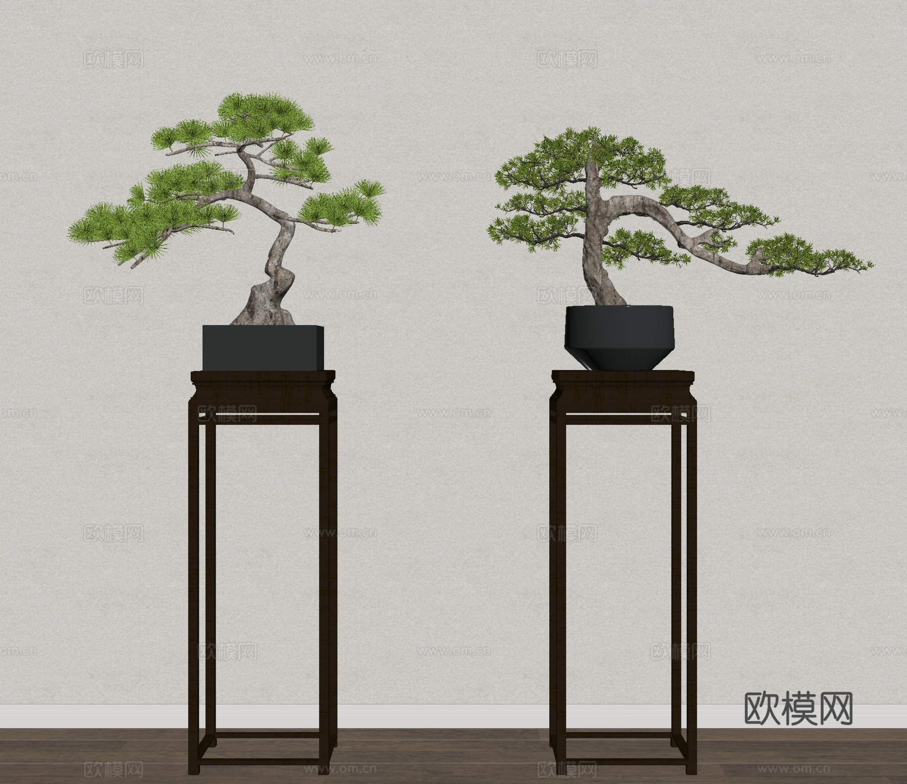盆栽 盆景 绿植 植物 花几 方几su模型