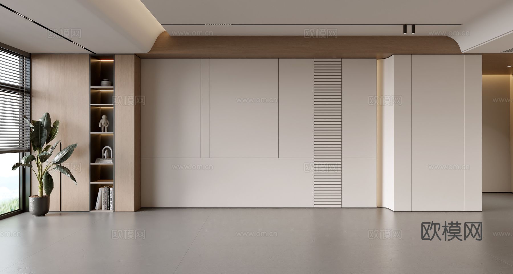 现代简约沙发背景墙 现代摆件 阳台柜 客厅柜 木饰面背景墙3d模型