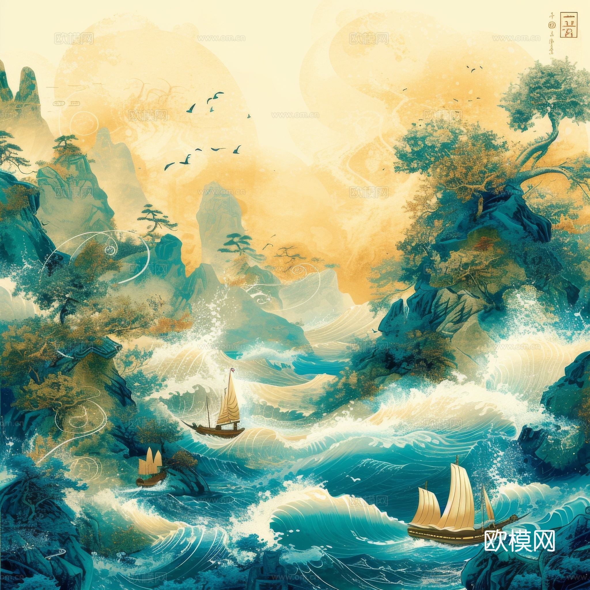 国风山水壁纸壁画
