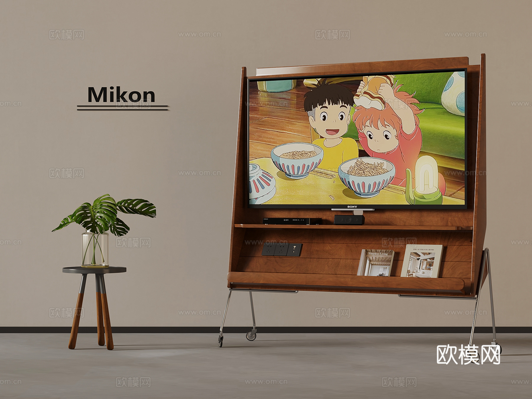 电视 中古风电视支架 移动电视3d模型