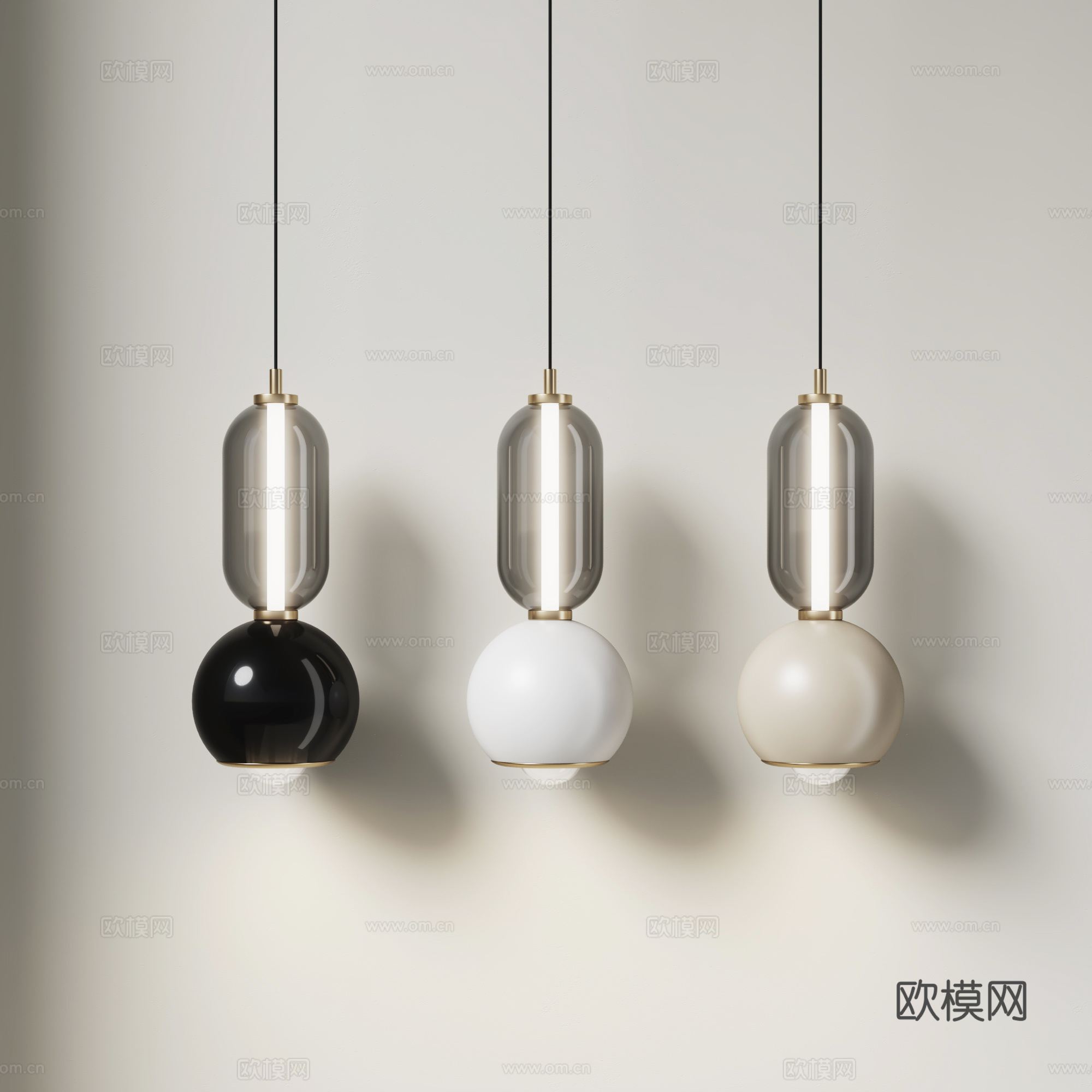 现代小吊灯 简约玻璃小吊灯 轻奢床头小吊灯 极简艺术吊灯3d模型