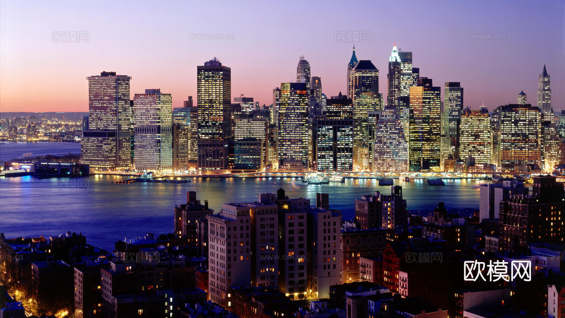 夜晚城市外景  都市广场贴图